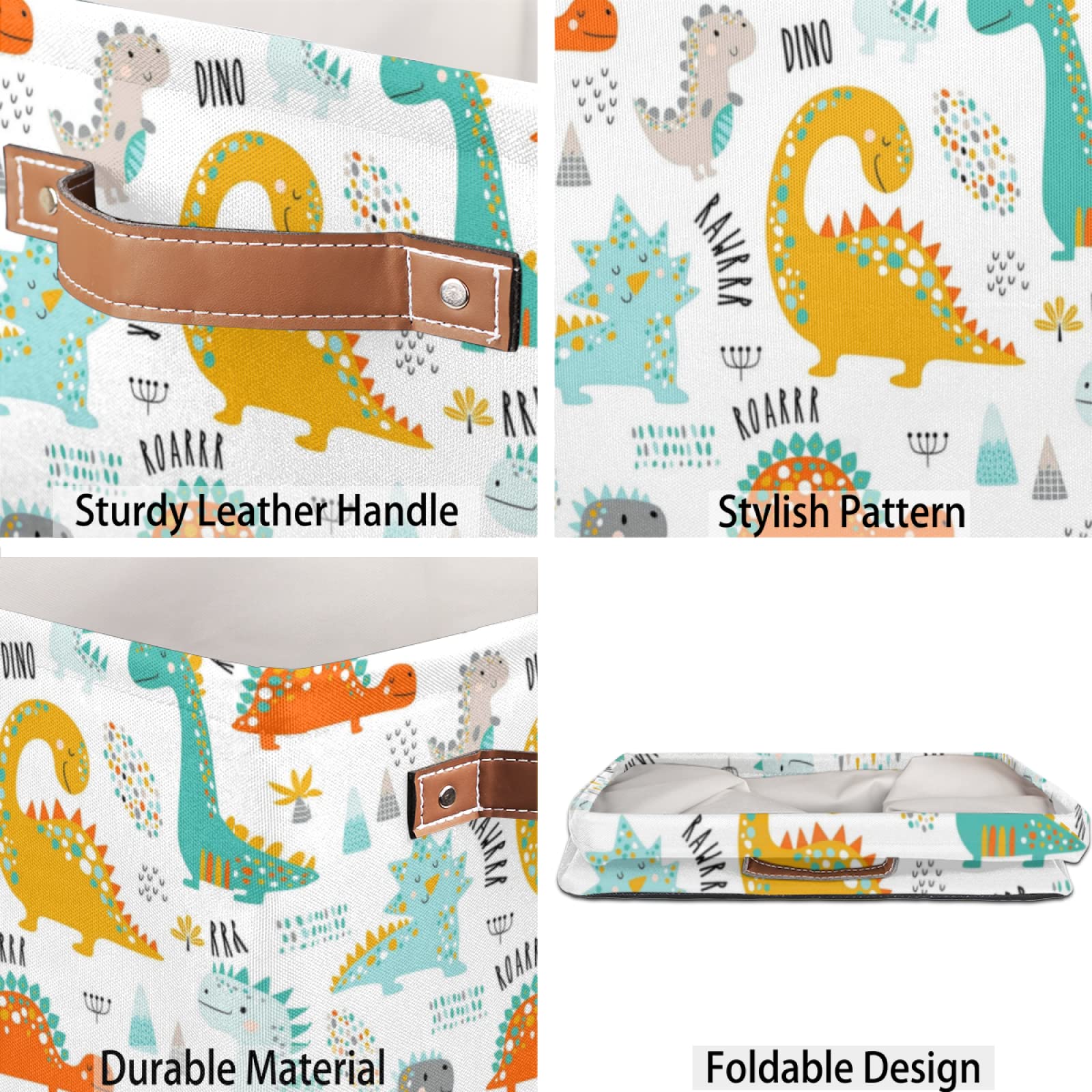 Boîte Rangement Jouets Enfants Meshela - 33x33x33cm Motif Dinosaure
