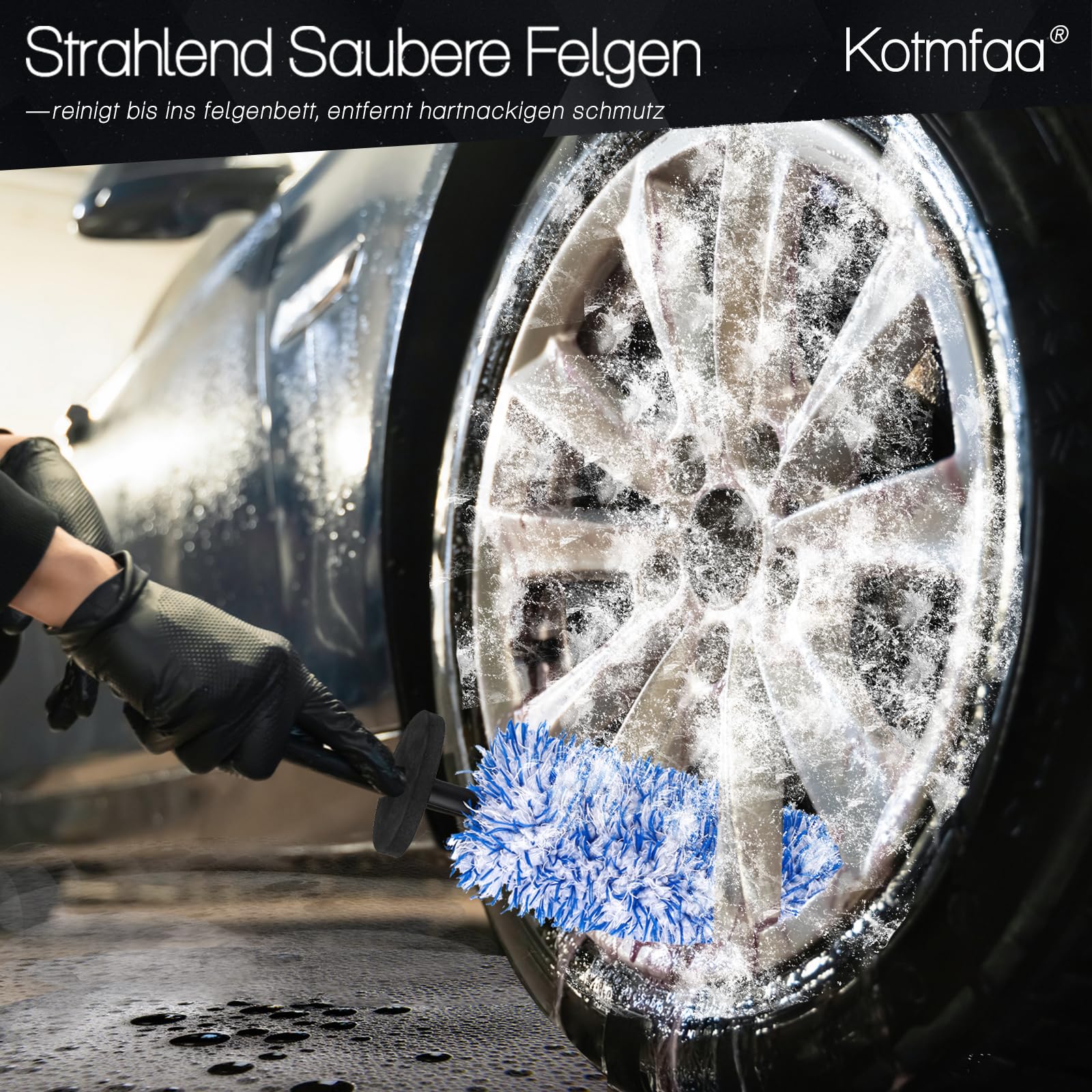Mikrofaser Felgenbürste Set - Schonende Reinigung Für Alufelgen Mit Handschuhen