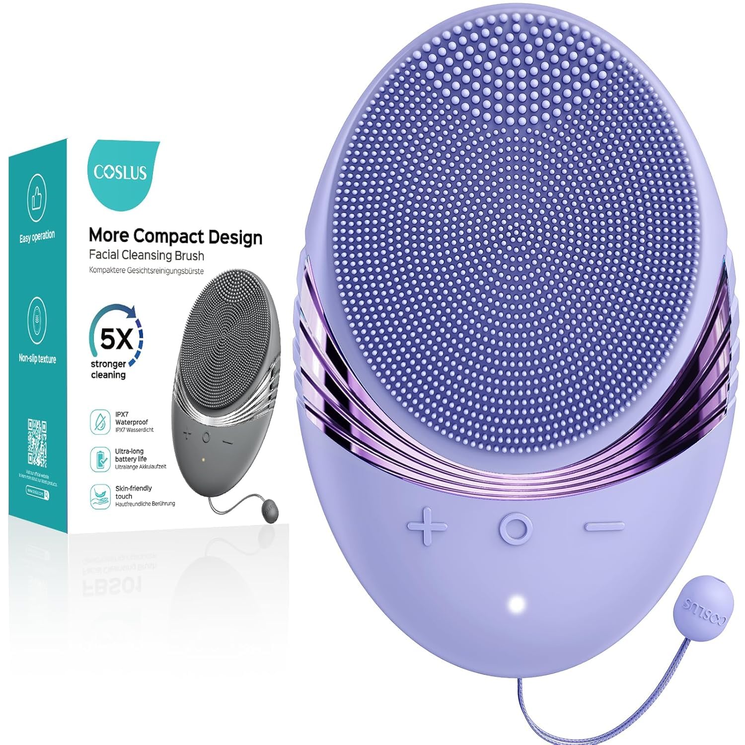 COSLUS FBS01 Face Scrubber Facial Cleansing Brush: 5 Modes Rechargeable & IPX7 Waterproof​ for Sensitive Skin