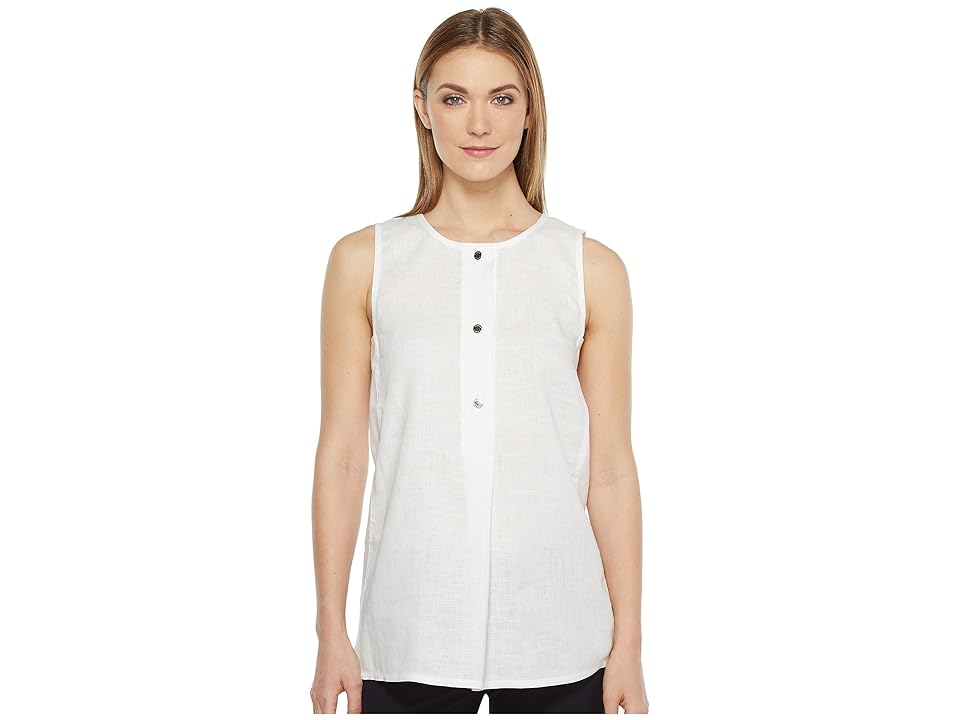 

Ellen Tracy Button Tunic (White) Women's Clothing