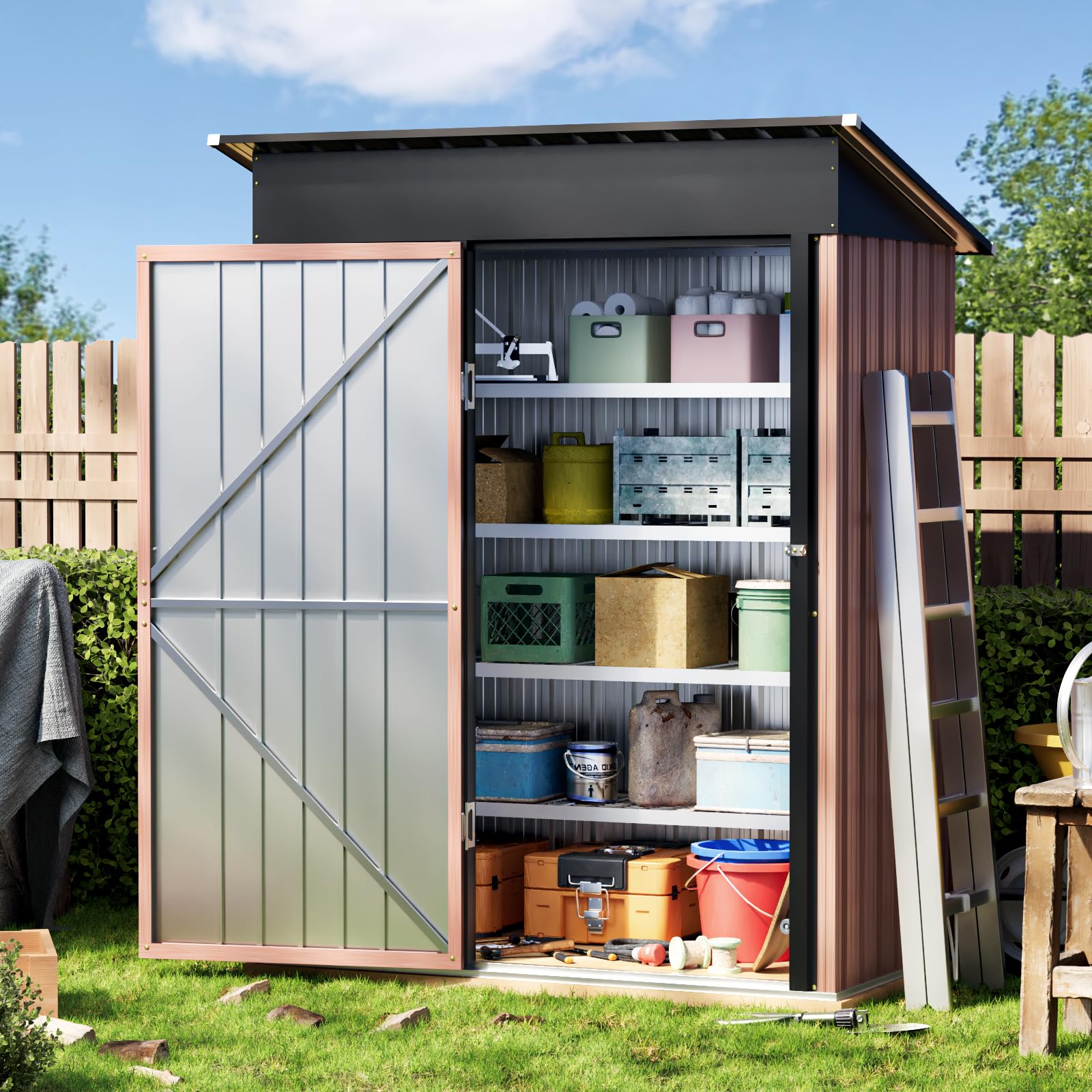 【新品】UNIZOO SQUARE GARDEN T（stof） XL Amazon.com : Panovue 5X3X6.1FT Garden Storage Shed with Lockable