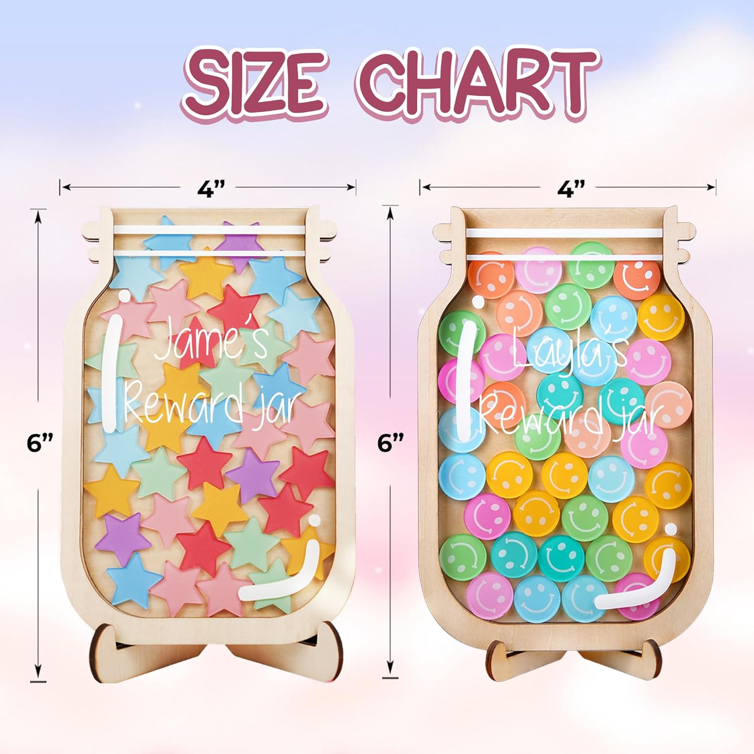 2 Pack Reward Jar for Kids Smiley Face Star Token Magnetic Teacher Classroom Board Potty Training Toddlers Home Incentive Good Behavior Management Tools Back to School for Boys Girls