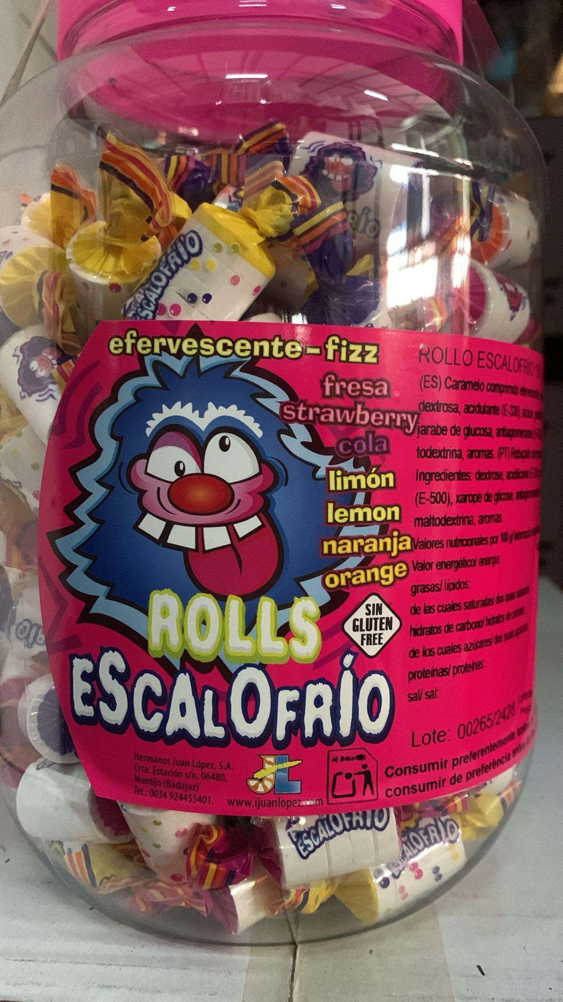 iChuches | Escalofríos Rollo Caramelo Envuelto – Tarro Reutilizable 150 Unidades | Golosinas Intensidad Extra