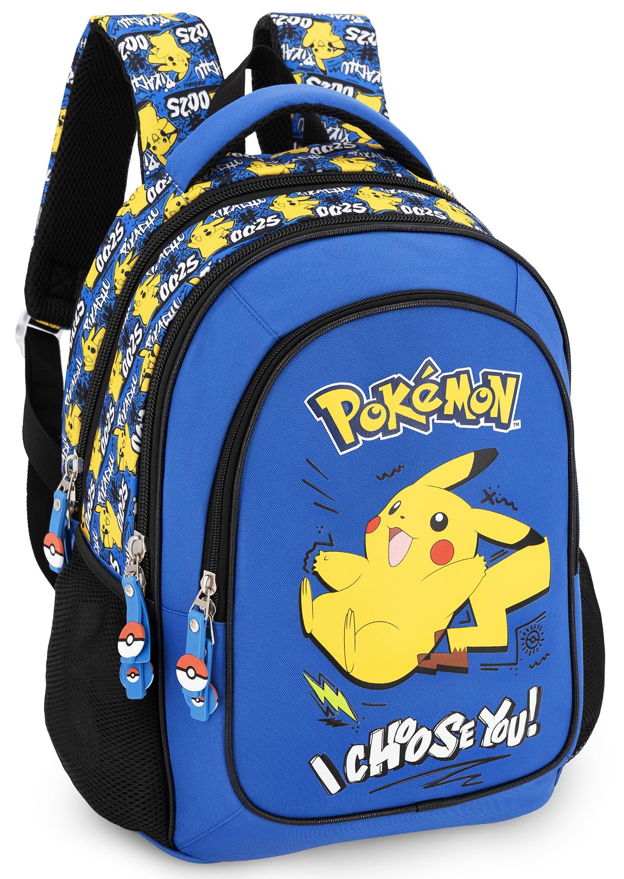 Pack Escolar Niño Primaria - Mochila Ergonómica Gran Capacidad 43x33x20 cm y Estuche 3 Cremalleras Completo (46 Piezas) - Diseño para Pokémon Fan (6-10 Años)