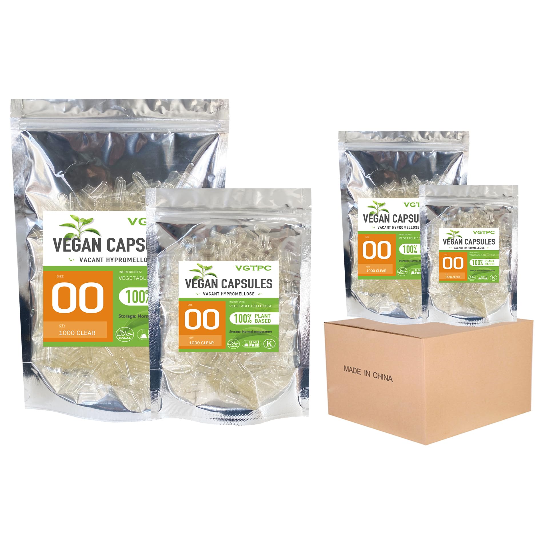 Size 00 Vegan Capsules Separated - 5000 Count Clear Vegetable Fillable Veggie Pill Capsules Empty DIY Supplement Filling