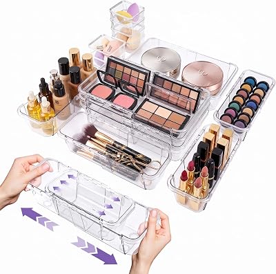 14 Pcs Clear Drawer Organizer, Adjustable, 3-Size