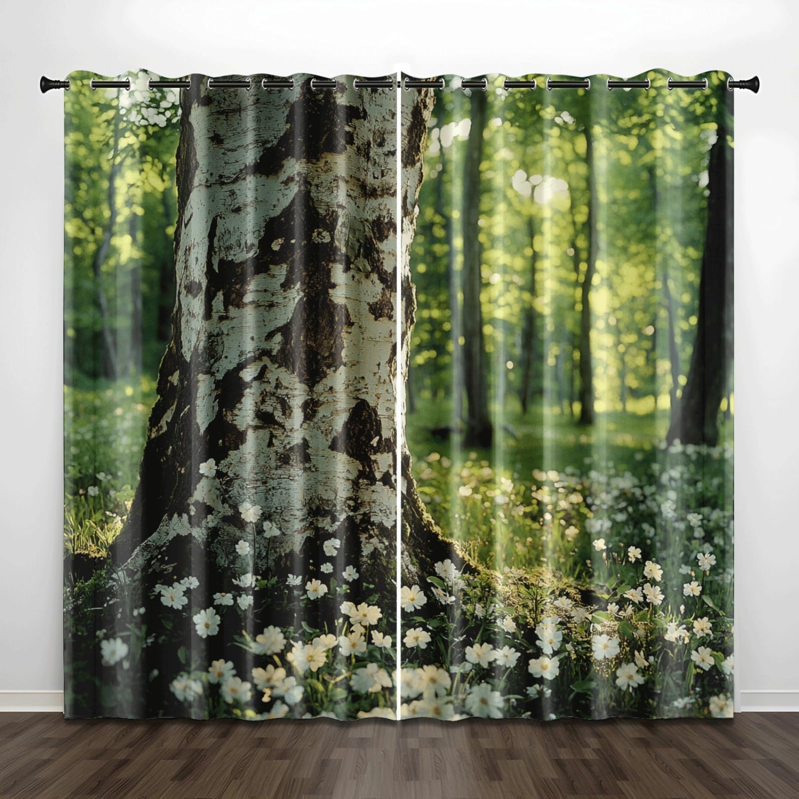 Curtain Elfenbeinweiß Grün Gardinen Blackout Curtain Polyester Vorhang mit Ösen Waschbar Vorhänge Living Room Verdunklungsvorhänge Schlafzimmer Gardienen Vorhang Blickdicht 2x85x200cm
