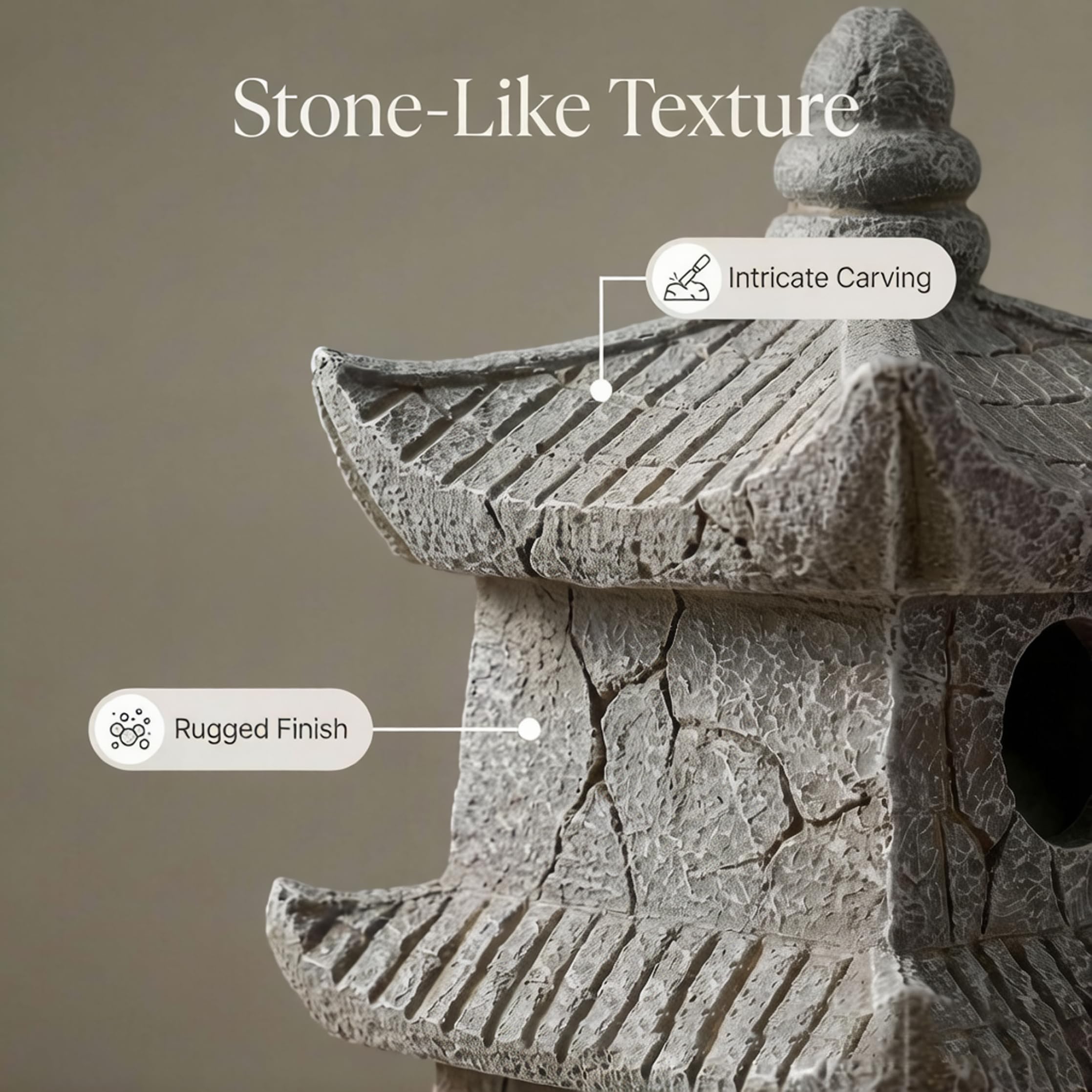 Luci solari per statuette da esterno, lanterna in pietra giapponese con pagoda in resina, decorazioni per giardino Zen per patio