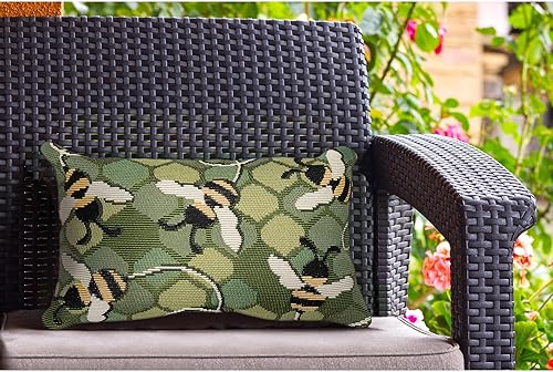 Liora Manne Marina - Almohadas de fácil cuidado para interiores y exteriores, 12 x 18 pulgadas, color verde