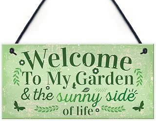 RED OCEAN Welcome To My Garden Plaque Outdoor Shed Summer House Sign Novelty Chic Decor Friendship Gift