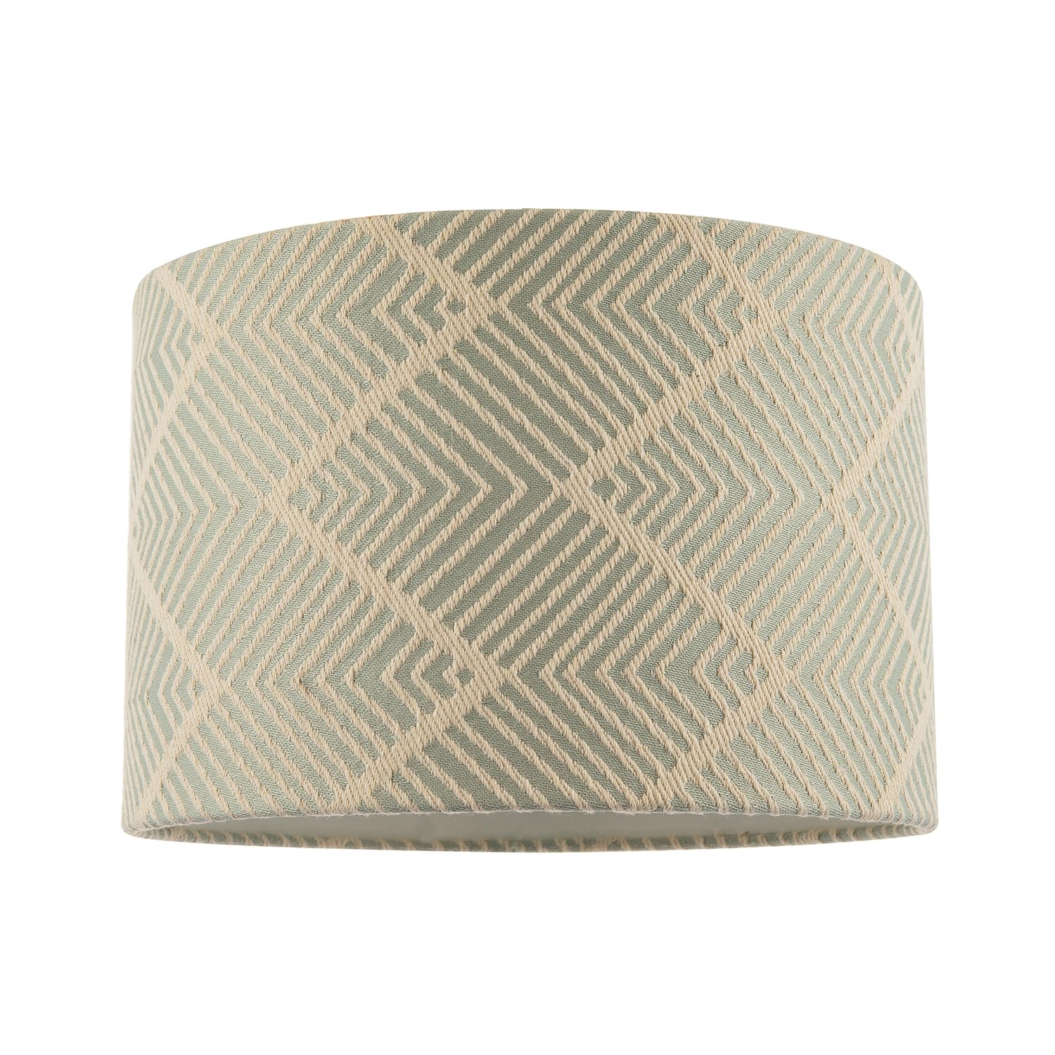 Sleek Duck Egg and Cream Geometric Designer Lamp Shade in Textured Jacquard Fabric | 30cm x 20cm | for Ceiling Pendant or Lamp Base by Happy Homewares