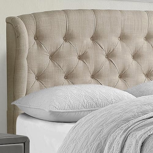 Miniatura 5 de Rosevera Issac - Cama con cabecera ajustable de diseño distintivo y marco de cama acolchado con botones, tamaño Queen, gris clásico