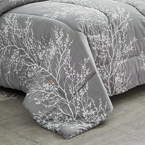 Miniatura 8 de UOZZI BEDDING - Juego de edredón reversible, cama en una bolsa, 7 piezas tamaño queen, de microfibra suave (1 edredón, 2 fundas decorativas de