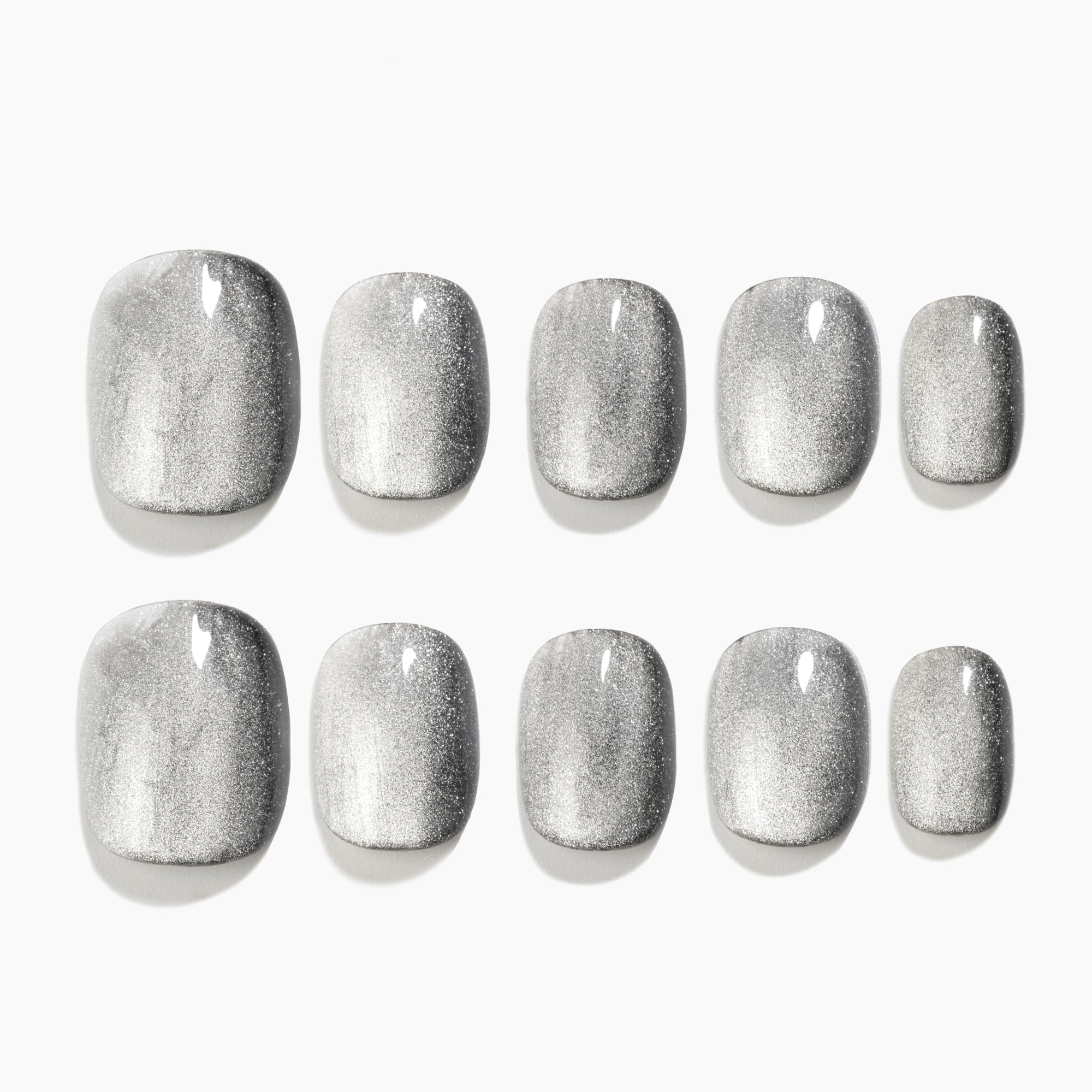 Sun&Beam Nails Handmade Press-on Medium Long Almond Fuchsia Pink Cat Eye Design Charming False Nail Tips 10 Pcs (#124 L) — view 54