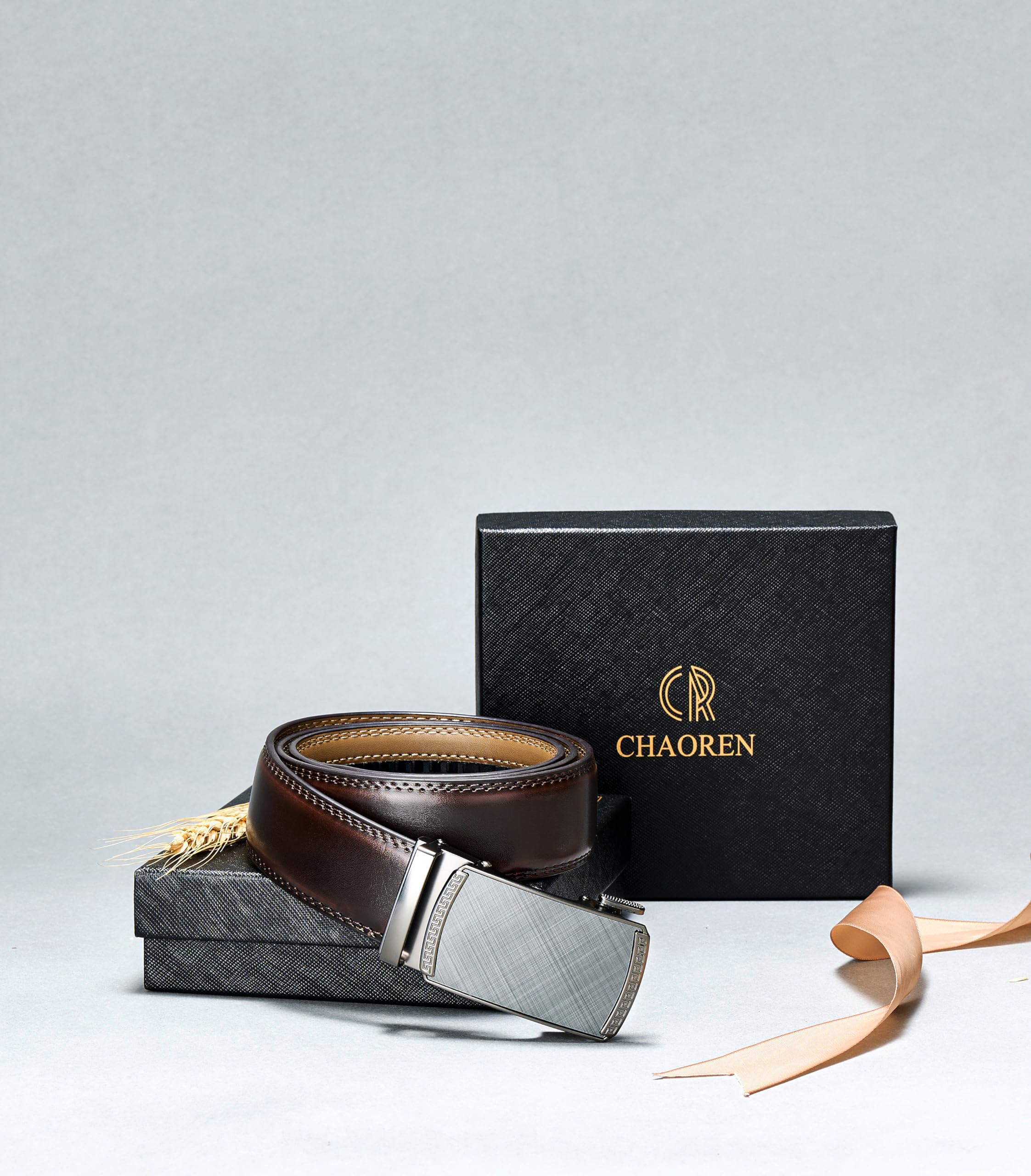 CHAOREN Cintura Uomo, Cintura Uomo Pelle Cricchetto Automatica Fibbia 35mm, Trim Regolabile per Adattars