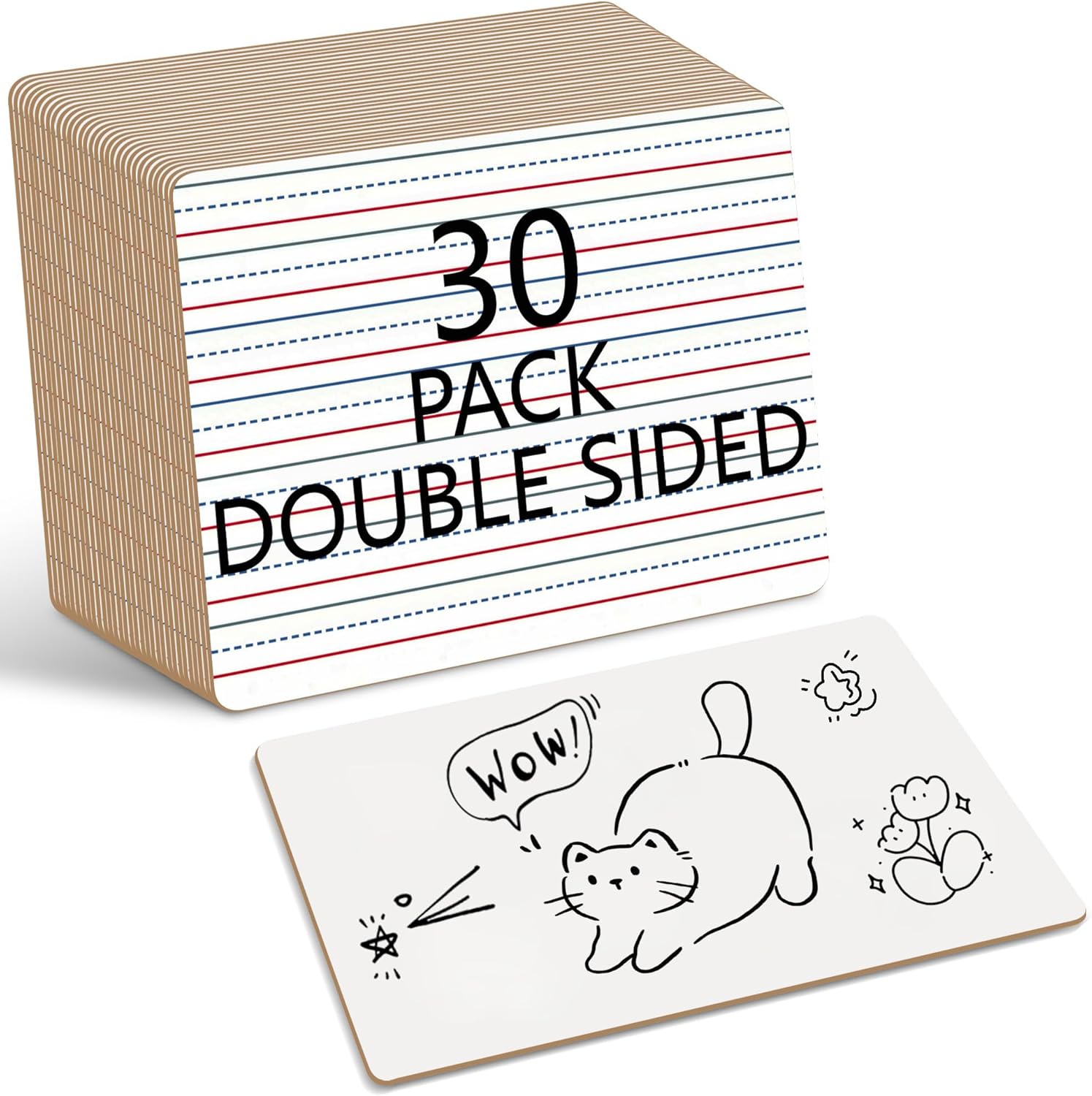 Dry Erase Boards 30 Pack, 9"x12" Double Sided Small Whiteboards with Lines for Kids, Students, Teacher & Classroom Pack,Mini Individual White Boards Lined for Writing Math English Practice