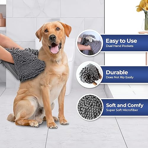 Vista 22 de Muddy Mat Secador de perros, microfibra altamente absorbente, lavable, de secado rápido, absorbente de toallas de baño de felpilla extra suave