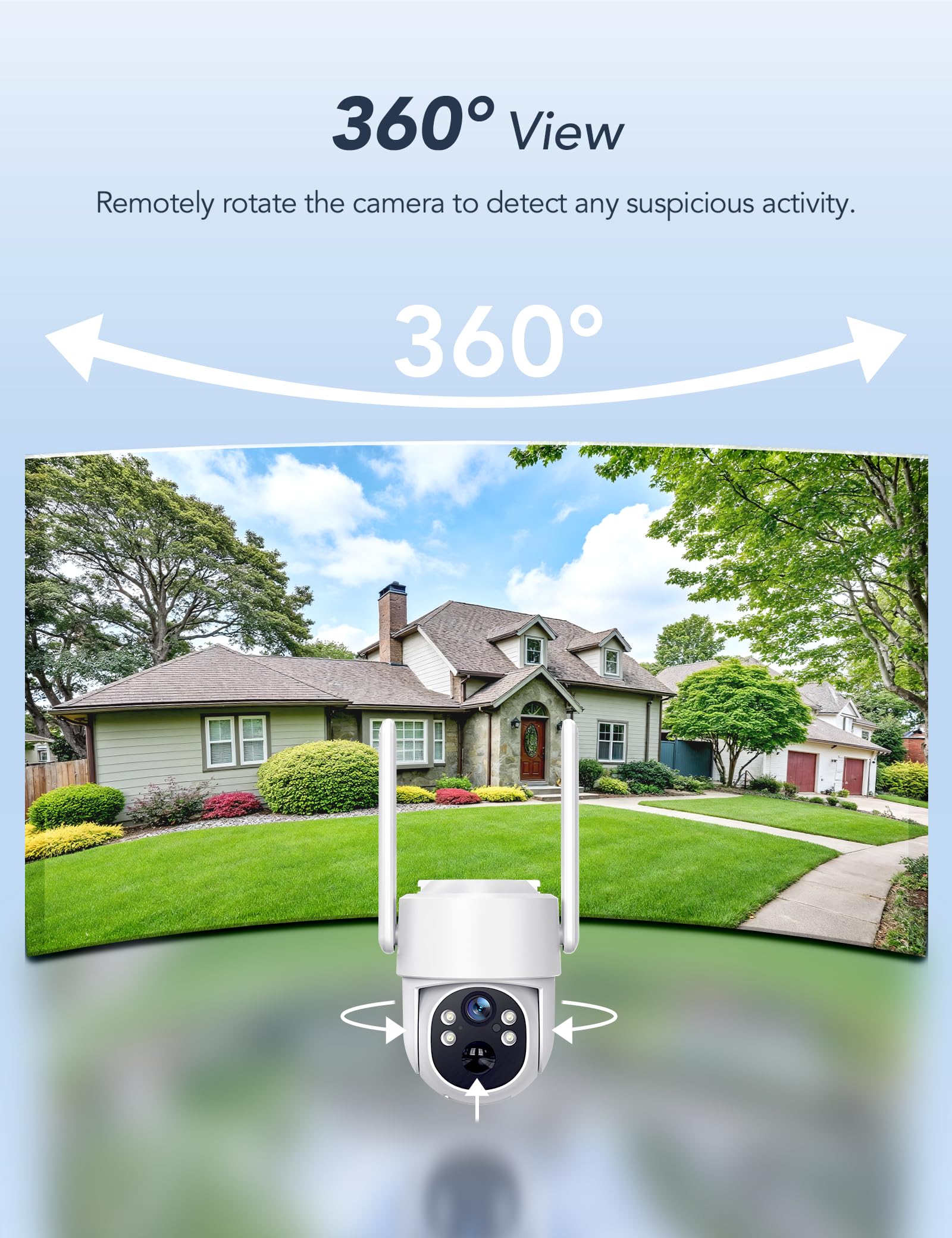 GNCC Kamera monitoringowa 4G LTE do użytku na zewnątrz, solarna z kartą VSIM, kamera 3 MP, monitoring na zewnątrz, bez akumulatora WLAN, obracana o 355°/90°, noktowizor kolorowy/podczerwieni, 2-drożne
