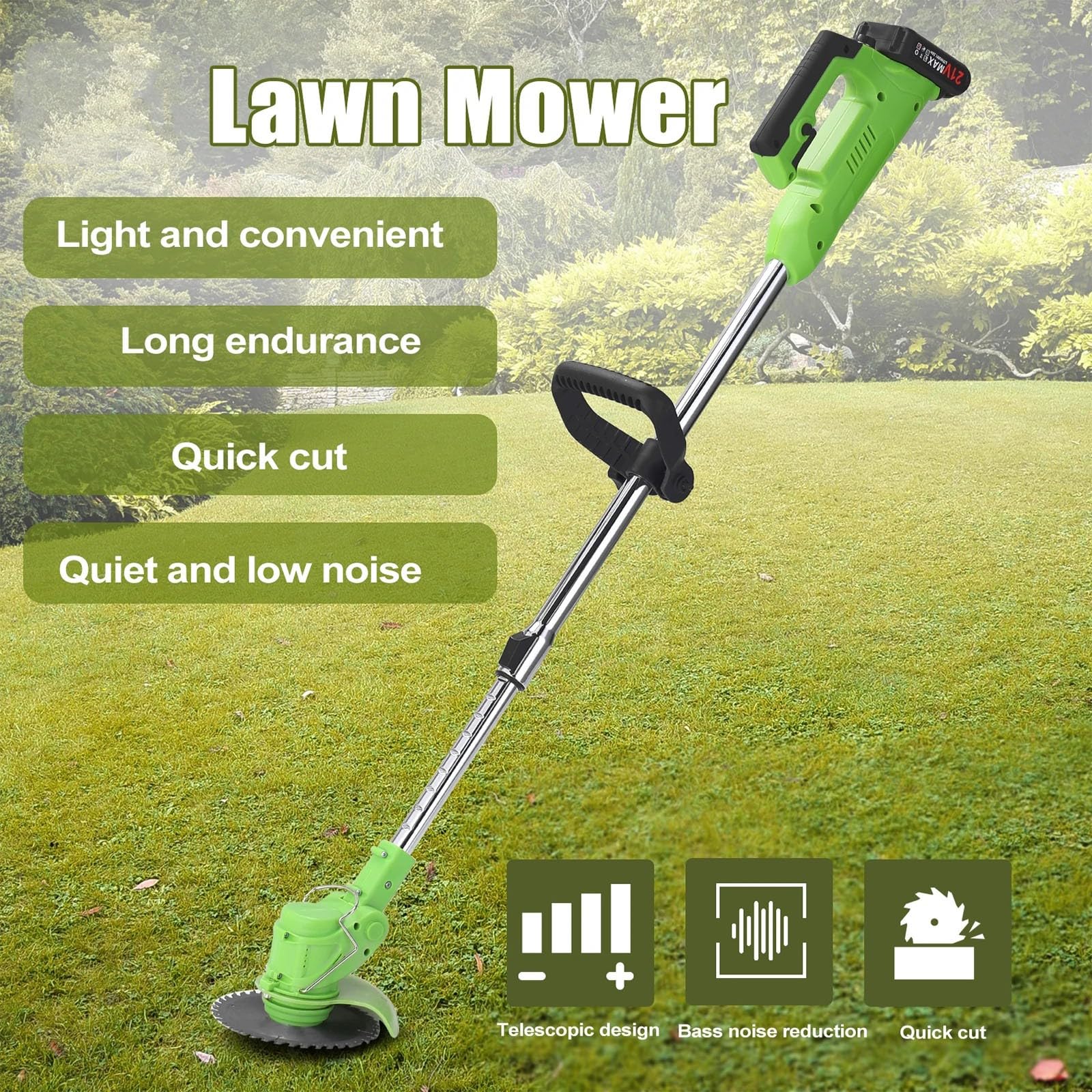 CortacéSped Y Bordeadora EléCtrica Para JardíN,CortacéSped De 24 V BateríA InaláMbrica De 4 Ah,Para Desbrozadora De JardíN Limpieza De Malas Hierbas(1pcs battery,red)