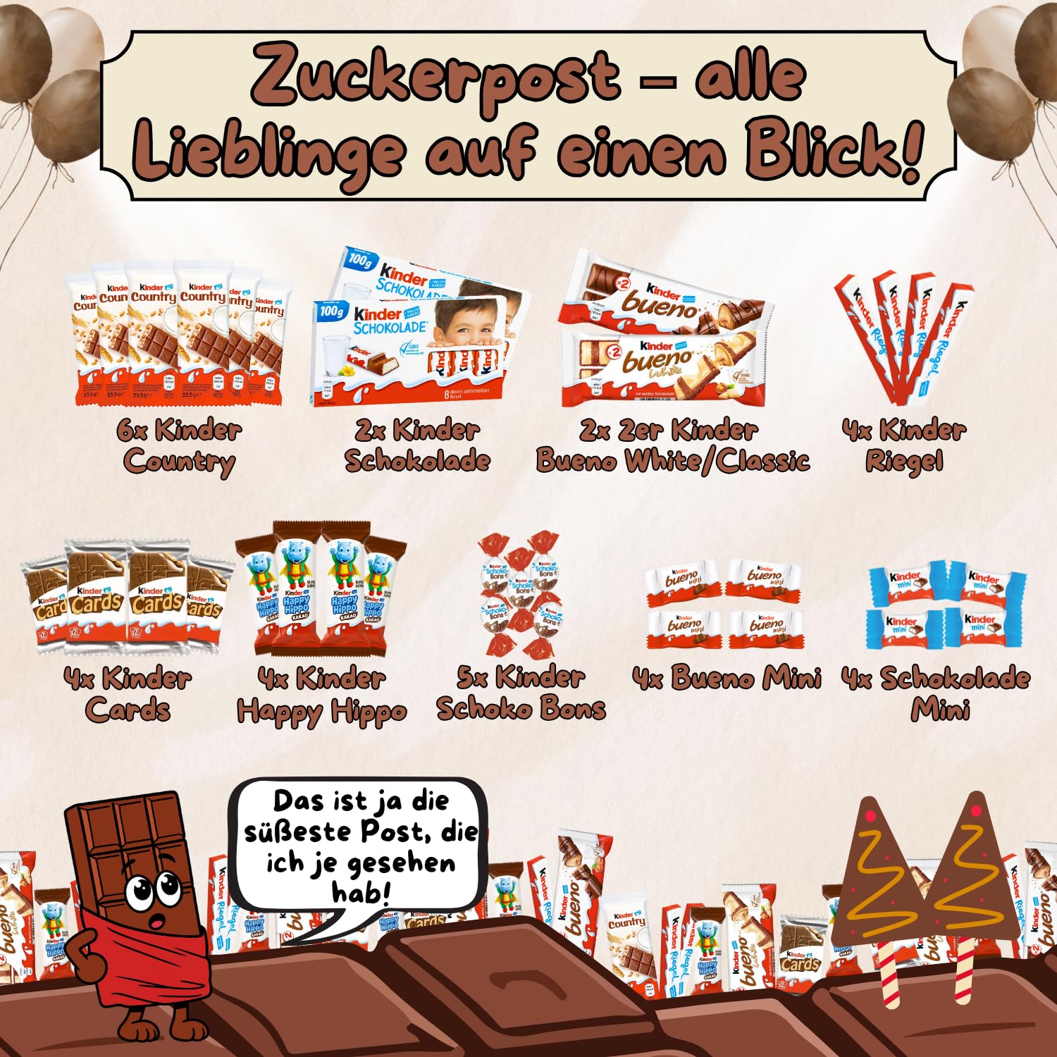 Ferrero Kinder Schokolade Geschenk-Box - Süßigkeiten Mix - Party-Mix - Süßigkeiten Großpackungen von Kinderschokolade (1x718g)