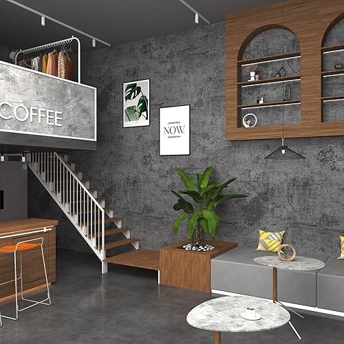 Papel tapiz de hormigón extra ancho de 31 x 591 pulgadas, color azul, gris y negro, papel adhesivo de vinilo 3D texturizado para hormigón sintético,