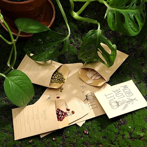 Vista 11 de Teling 100 paquetes vacíos pequeños sin rellenar, sobres rústicos autoadhesivos, sobres rústicos, almacenamiento de flores, recuerdos de fiesta