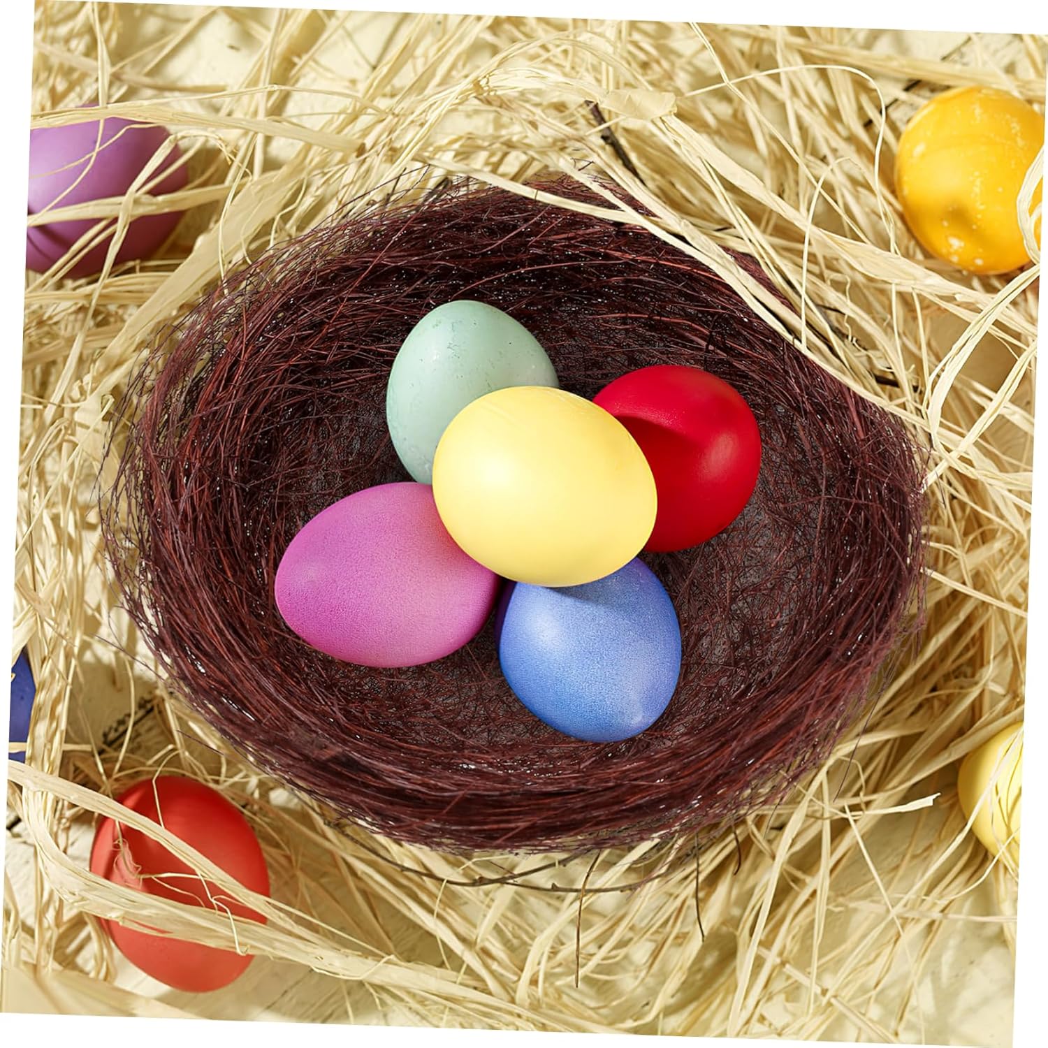 Mipcase 80pcs Simulation Bird Nests Eggs for Easter Party Hotel Office Car Decor