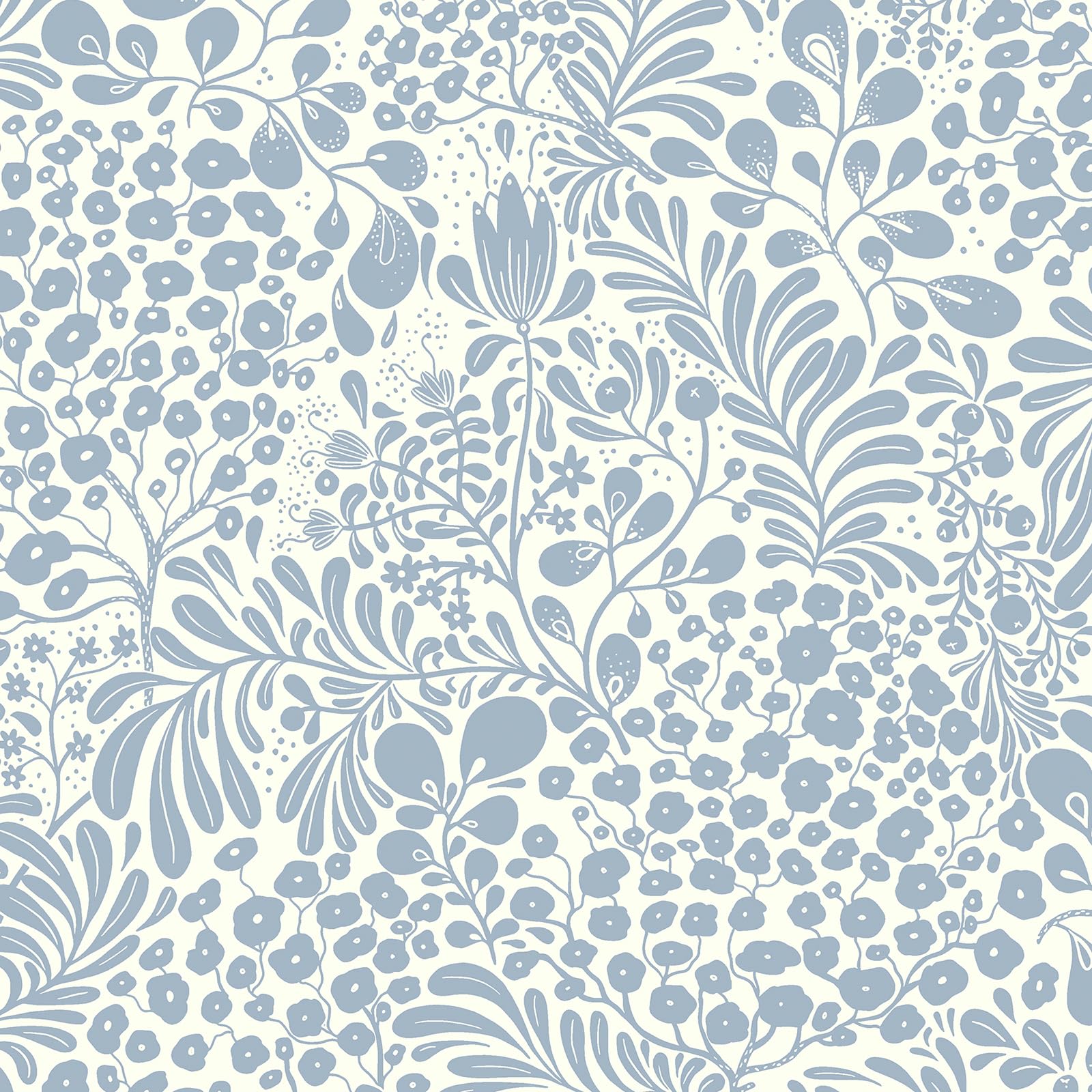 LiKiLiKi Tapete Selbstklebend Klebefolie Vintage Blumentapete Blau Tapete 44x600 cm Vinyl Klebetapete Möbelfolie Wasserfest Dekofolie für Möbel Wand Schlafzimmer Wohnzimmer