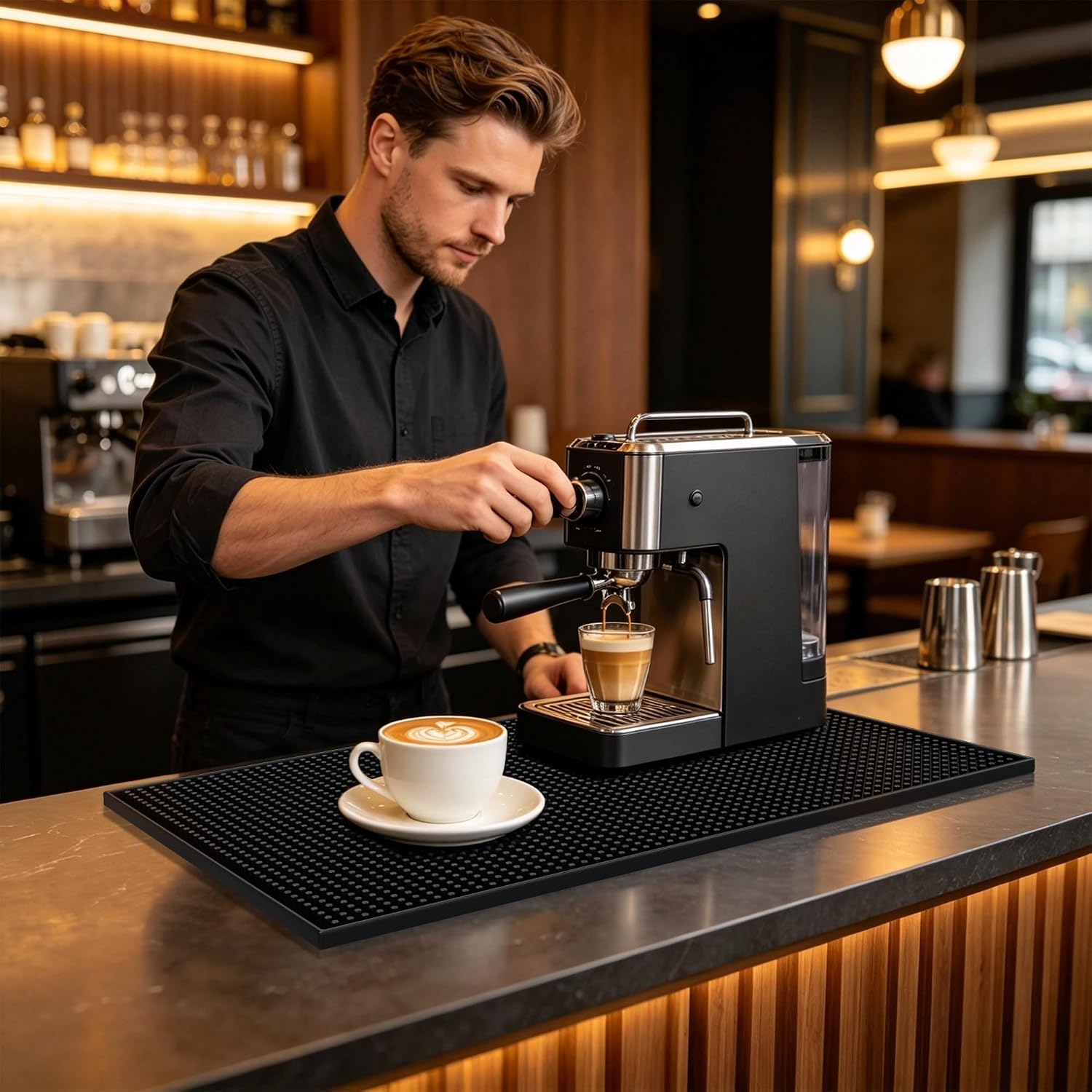XieNie Bar Mat, 18" x 12" Non-Slip PVC Mats for Home Coffee Bar Countertop