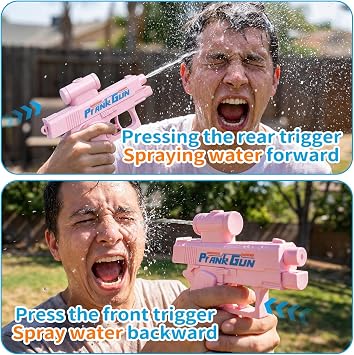 3 Pcs Prank Water Gun - Two-Way Squirt Gun with Reverse Spray, Hilarious Novelty Toy for Summer Parties, Beach & Pool Water Fighting Activities, Funny Gag Gift for Adults
