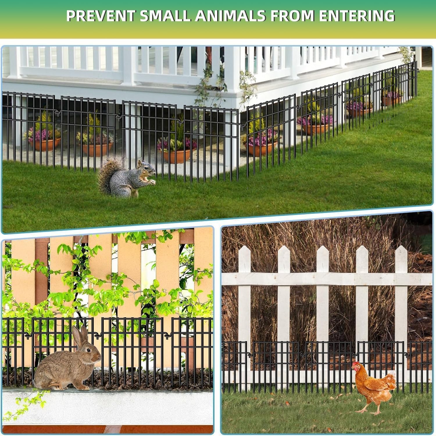 35 Panels Animal Barrier Fence, 13in(H) x 35.5ft(L) Dog Digging Fence Barrier, 1.2 in Gap Anti Dig Garden Edging Border, Rustproof Metal Ground Defense Border for Outdoor