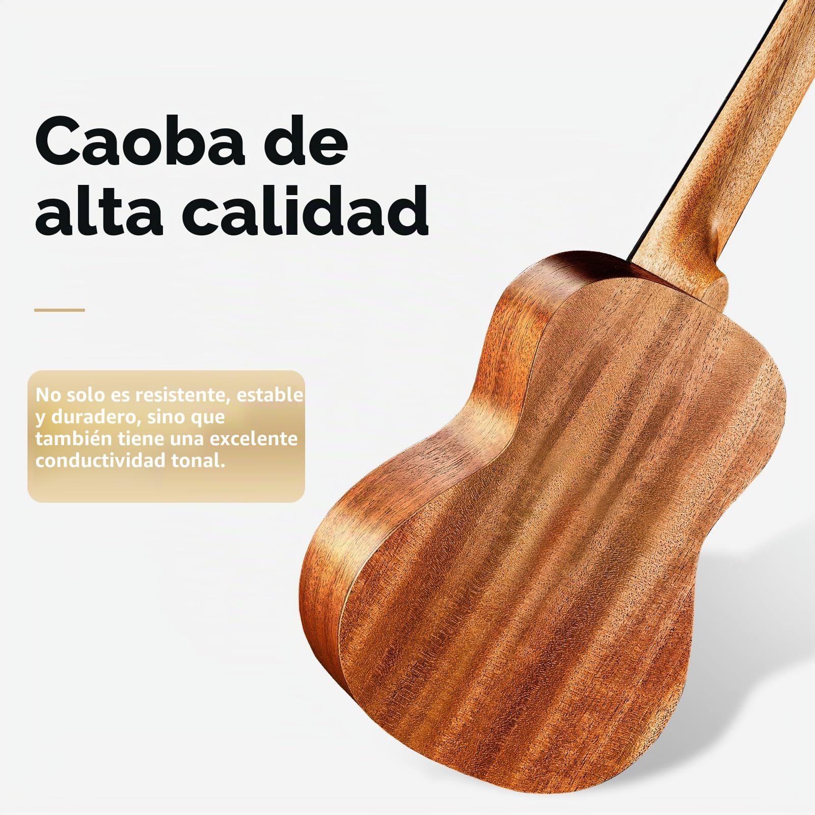 TERENCE Ukelele soprano de 23 pulgadas de caoba para profesionales principiantes adultos ukelele kit con afinador, cejilla, bolsa de almacenamiento, correa, púas, cuerda de nailon y paño