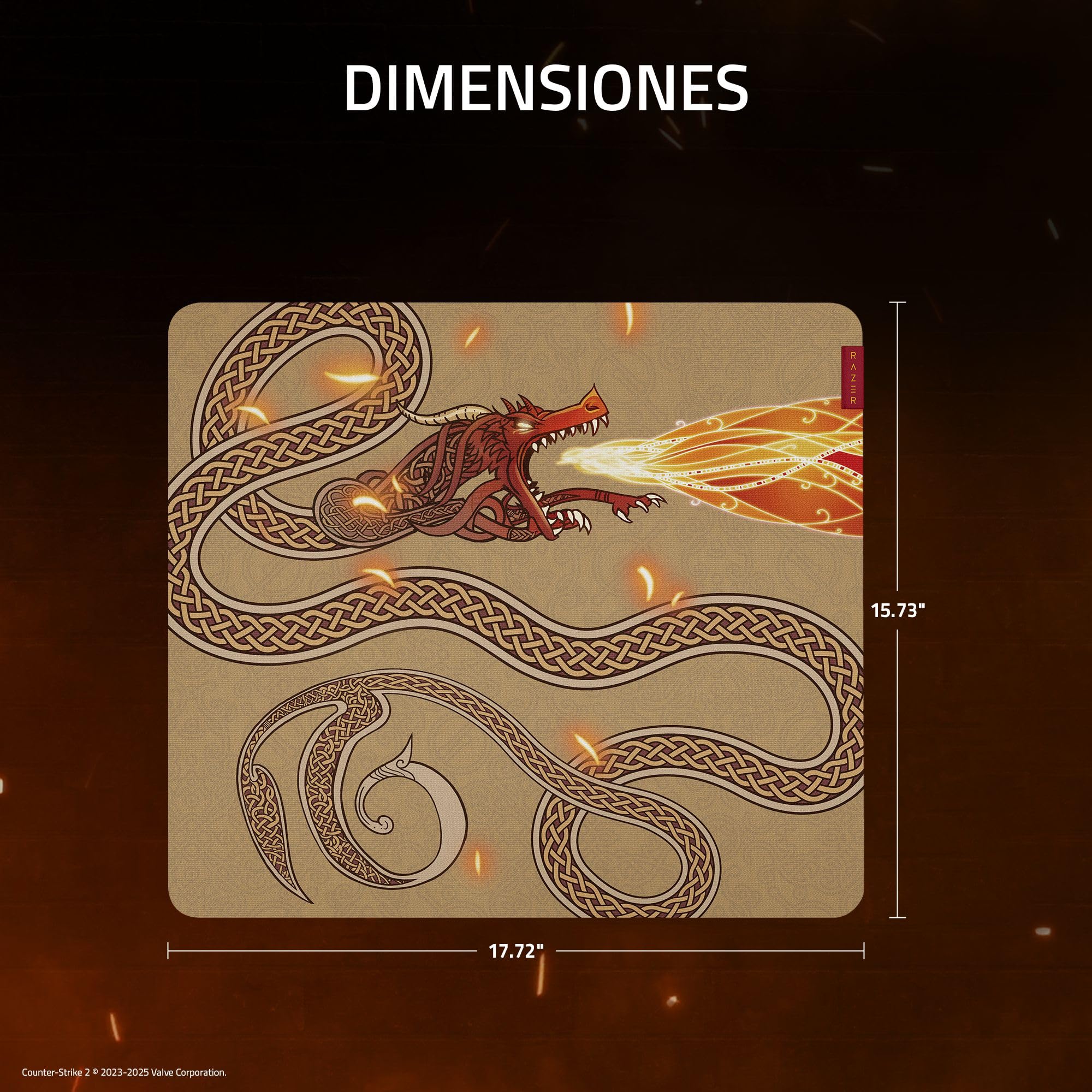 Razer Gigantus V2 L Counter-Strike 2 Dragon Lore - Suave Alfombrilla de ratón para Juegos para un Control óptimo - Microtejido Texturizado - 450 x 400 x 3 mm - Goma Antideslizante | Dragon Lore
