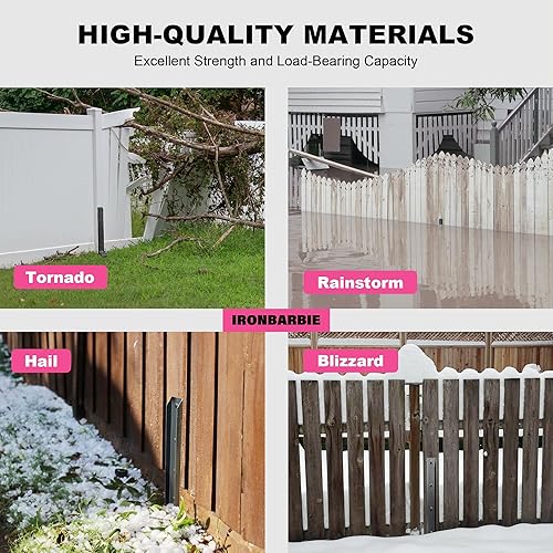 Miniatura 4 de IRONBARBIE Kit de reparación de postes de valla engrosados, estacas de poste de acero para valla de acero, pico de anclaje para reparar postes de