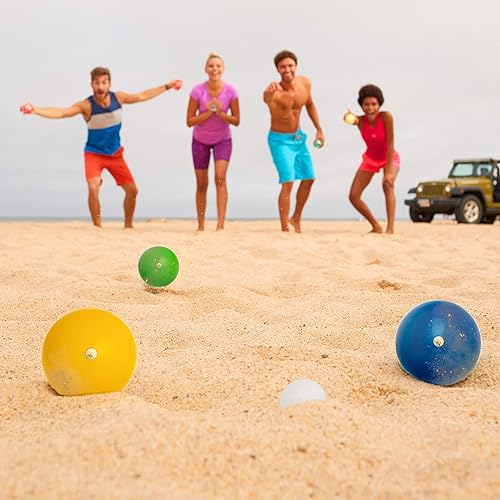 Miniatura 6 de Franklin Sports - Juego de 8 bolas de madera y 1 palino, juego de playa, patio trasero o fiesta al aire libre, fabricado en Italia