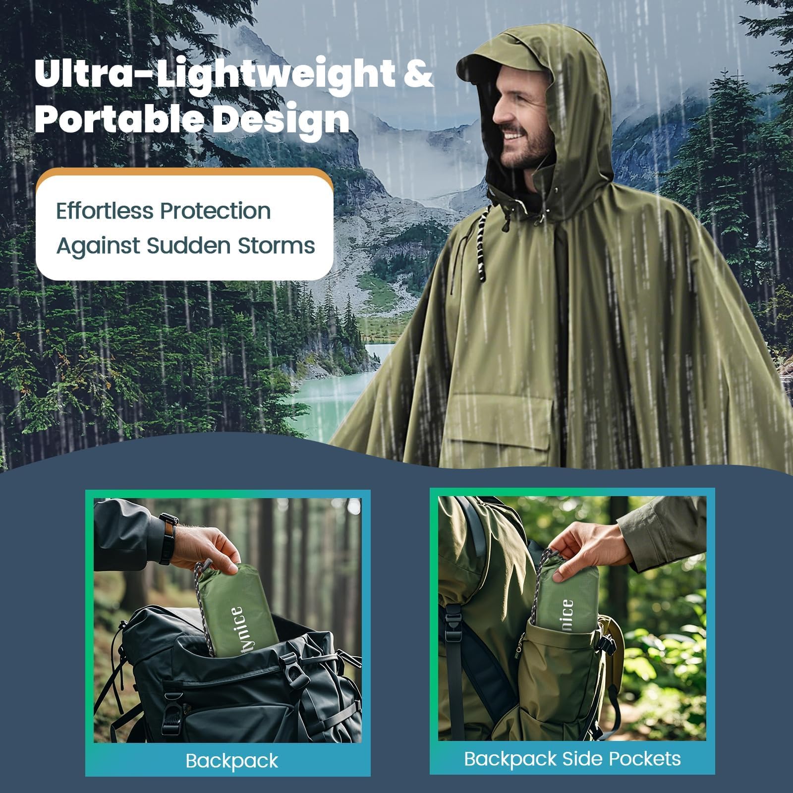 Poncho Pluie Impreméable pour camping randonnée pêche voyage