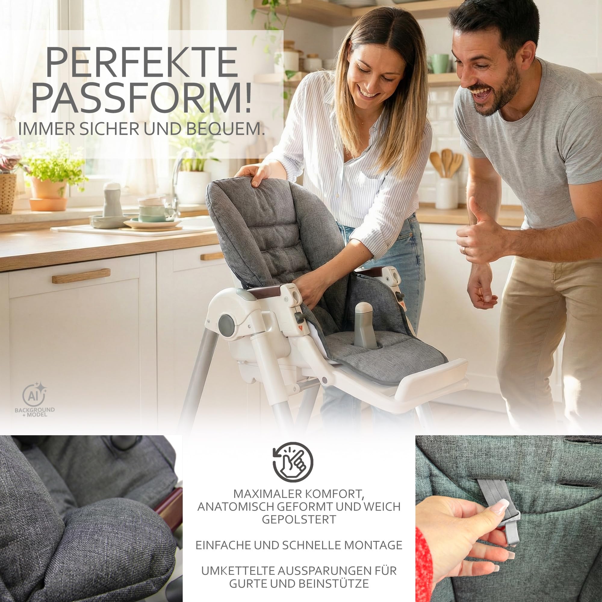 Bambiniwelt Housse de rechange compatible avec Peg Perego Prima Pappa-Diner (marine)