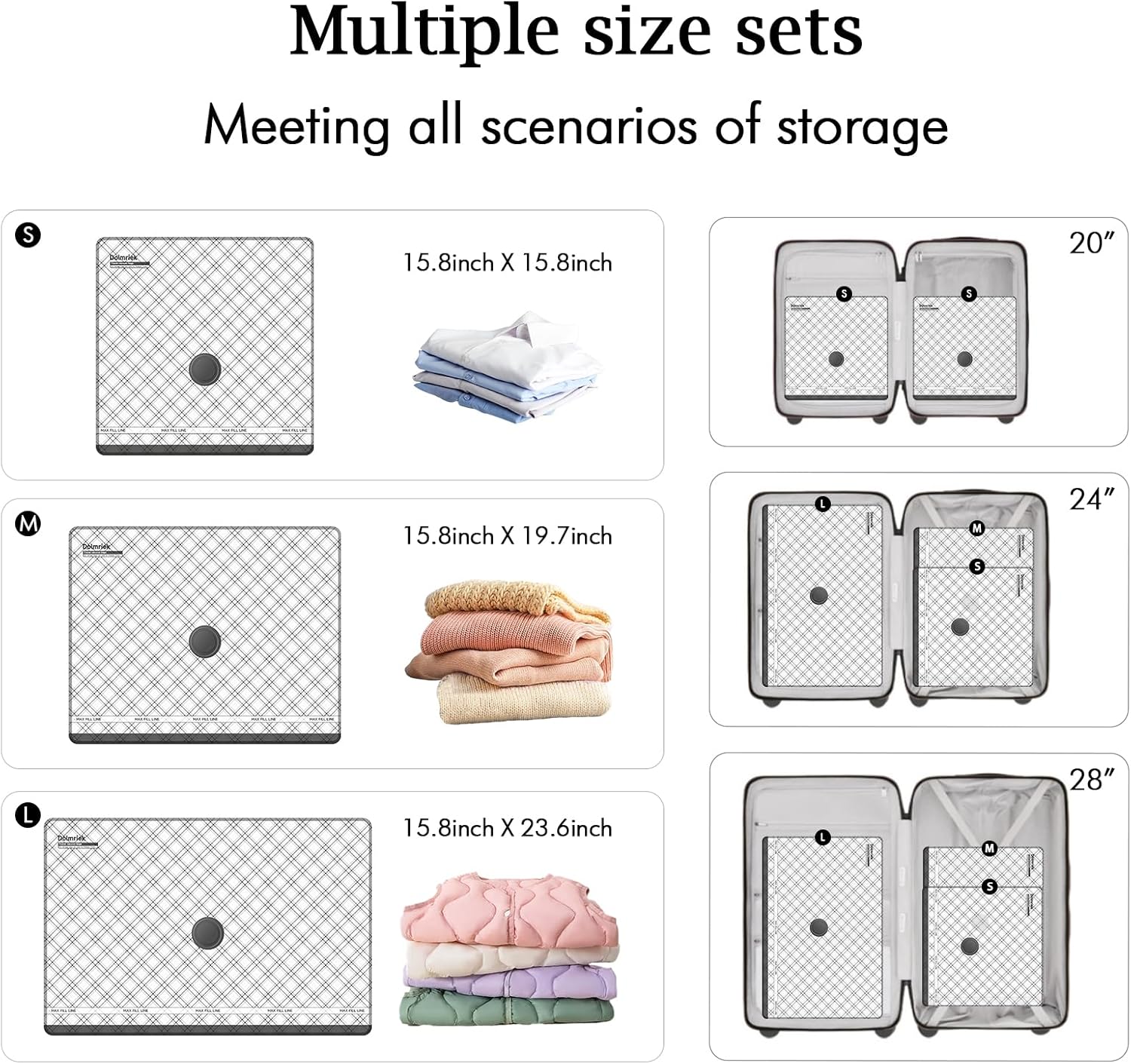 Travel Vacuum Storage Bags with USB Electric Pump, 15 Pack Compression Seal Bags for Luggage and Suitcase, Space Saver for Clothes and Clothing - Image 6