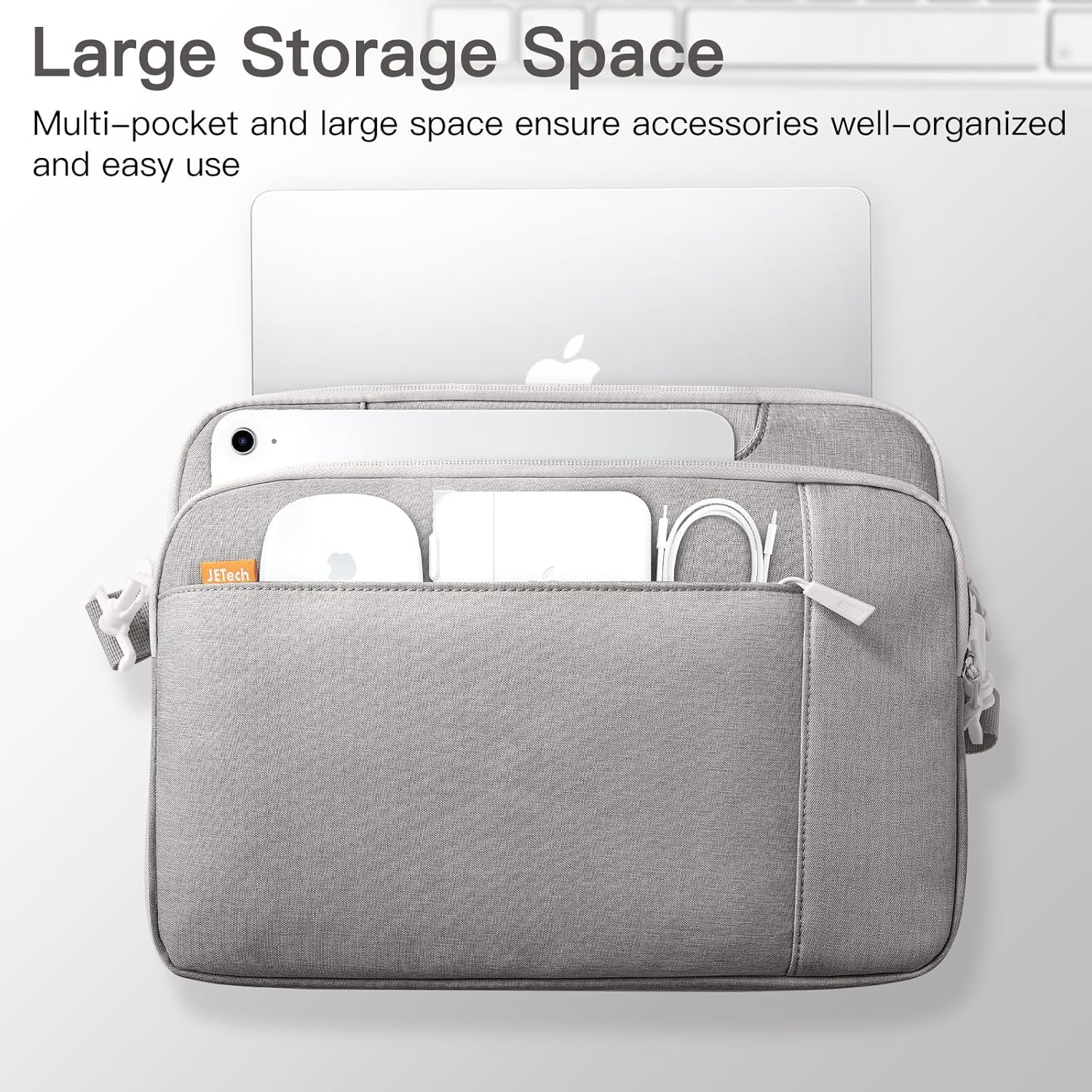 JETech 15 15.6 16 Inch Laptop Bag Case, Waterproof Computer Sleeve Cover Compatible with MacBook Air/Pro 15/16, Surface Book 3/2 15, Dell Inspiron 15.6, HP Pavilion 15.6 (Light Grey)