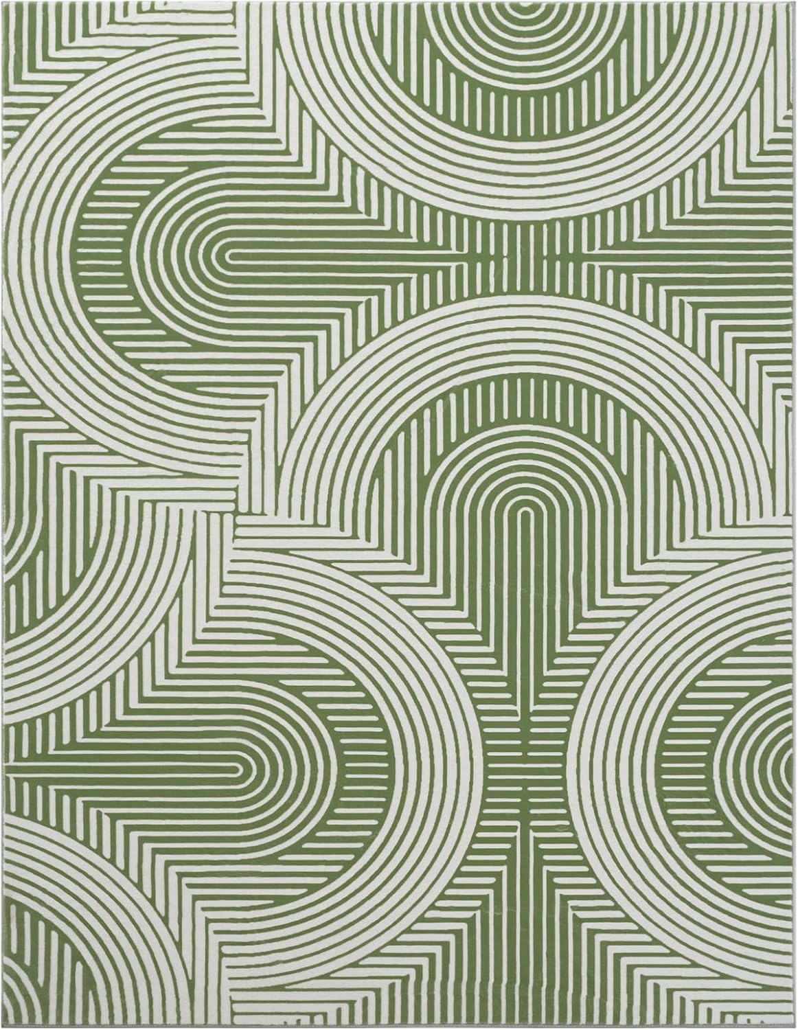 Asrug Green Area Rug 3x5 Feet - Modern Abstract Green Rug Non-Slip, Living Room Bedroom Kitchen Carpet, Machine Washable 3'x5', Easy Clean Soft Indoor Floor Decor for Office Bathroom