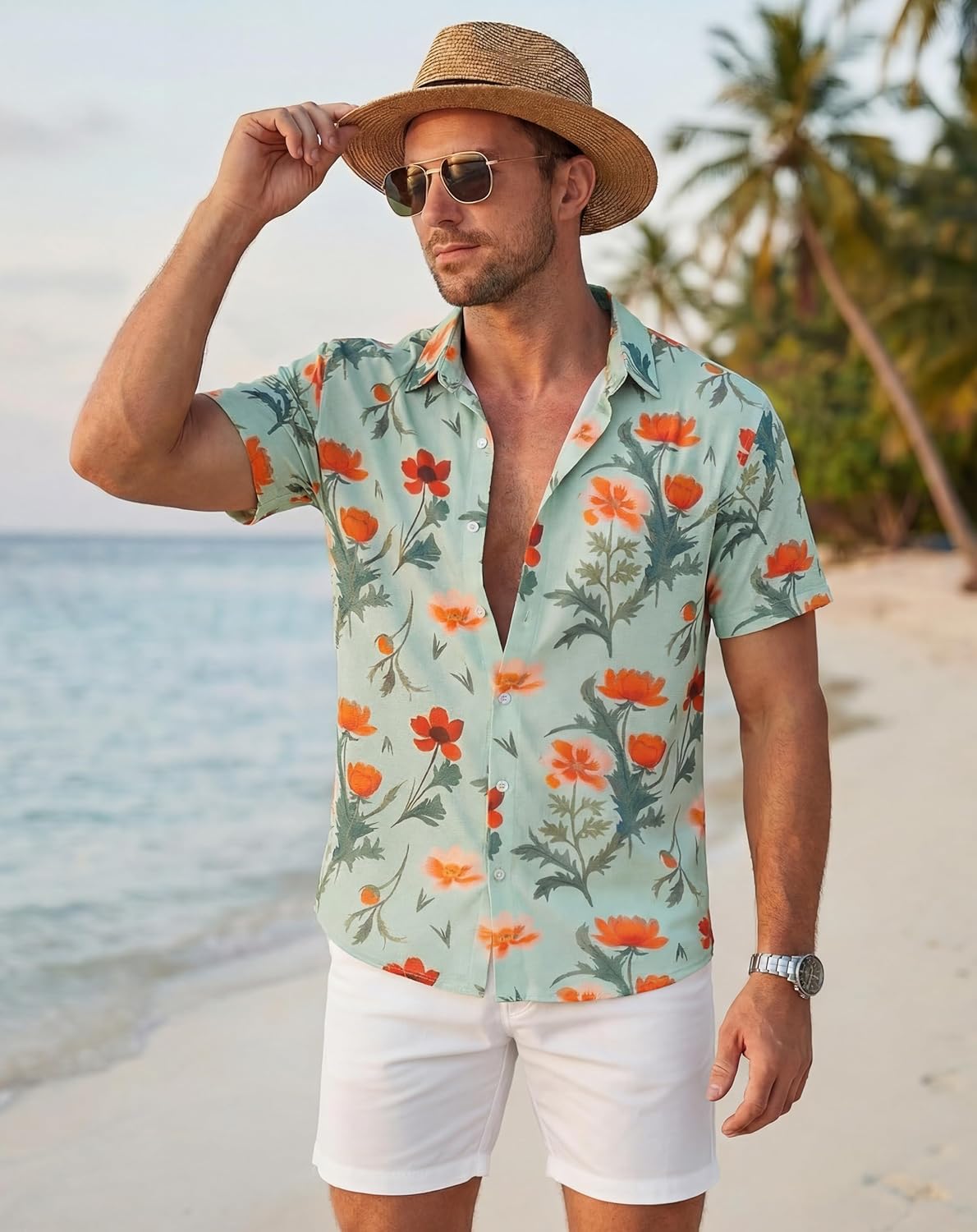 MAGNIVIT Mens Shirt Casual Button Down Short Sleeve Hawaiian Wrinkle Free Tropical Summer Beach Vacation Shirts - Image 2