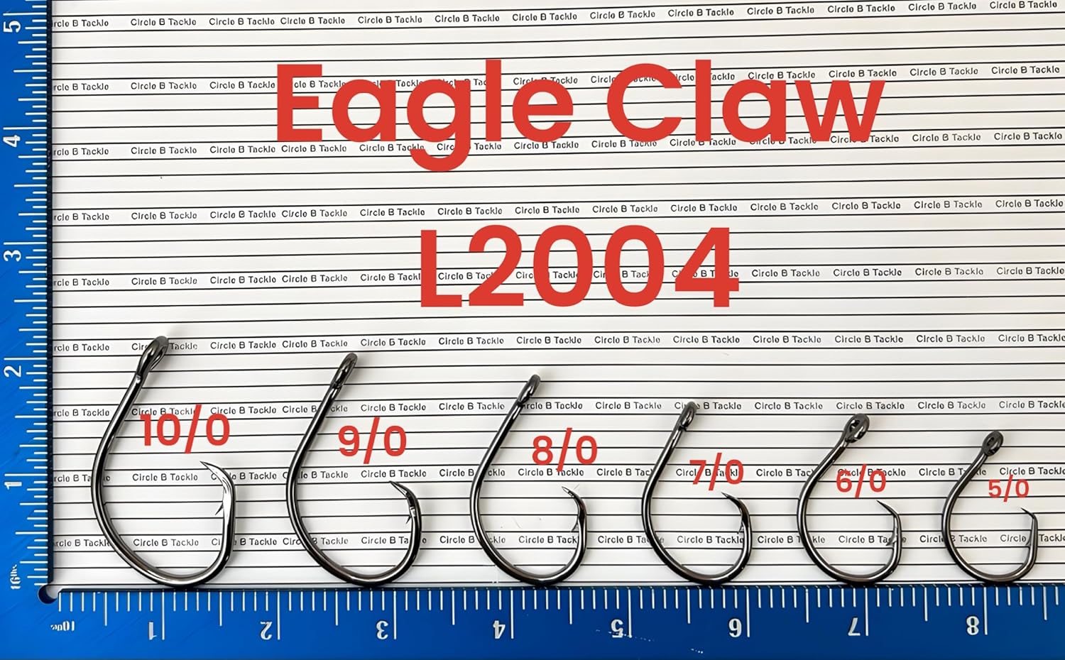 Eagle Claw L2004 Platinum Black Finish, Non-Offset Tournament Hooks, Sizes 5/0 to 10/0 in 50 and 100 Packs