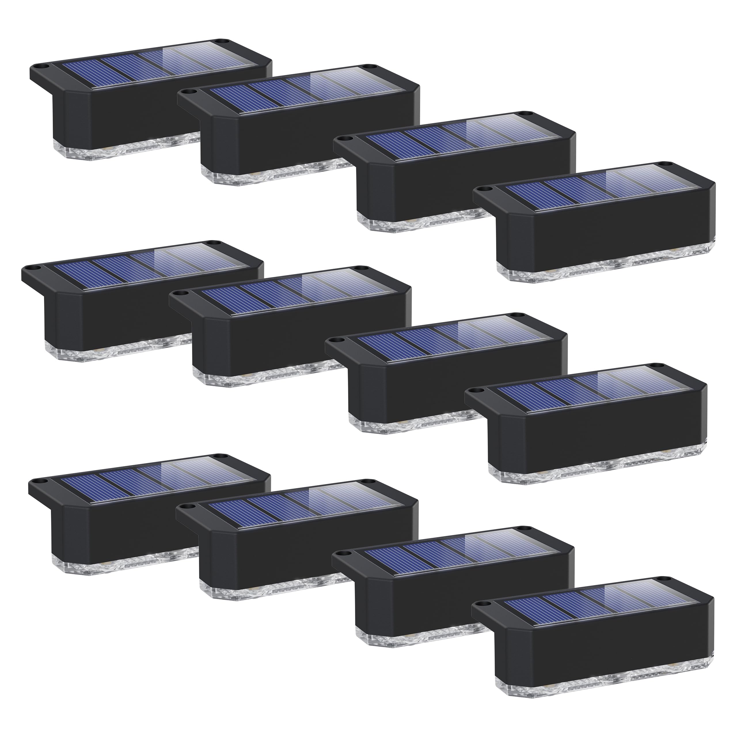 Peasur Solar Fence Lights Outdoor, 12 Pack Step Light Solar Powered, Waterproof LED Deck Lights for Railing Yard Patio Outside(Warm White)