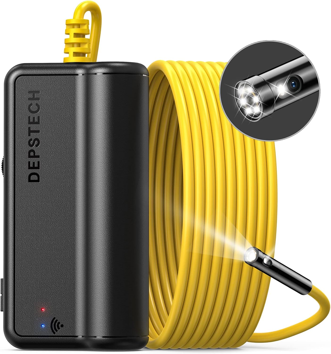 DEPSTECH WF028 Wireless Endoscope module with coiled yellow cable