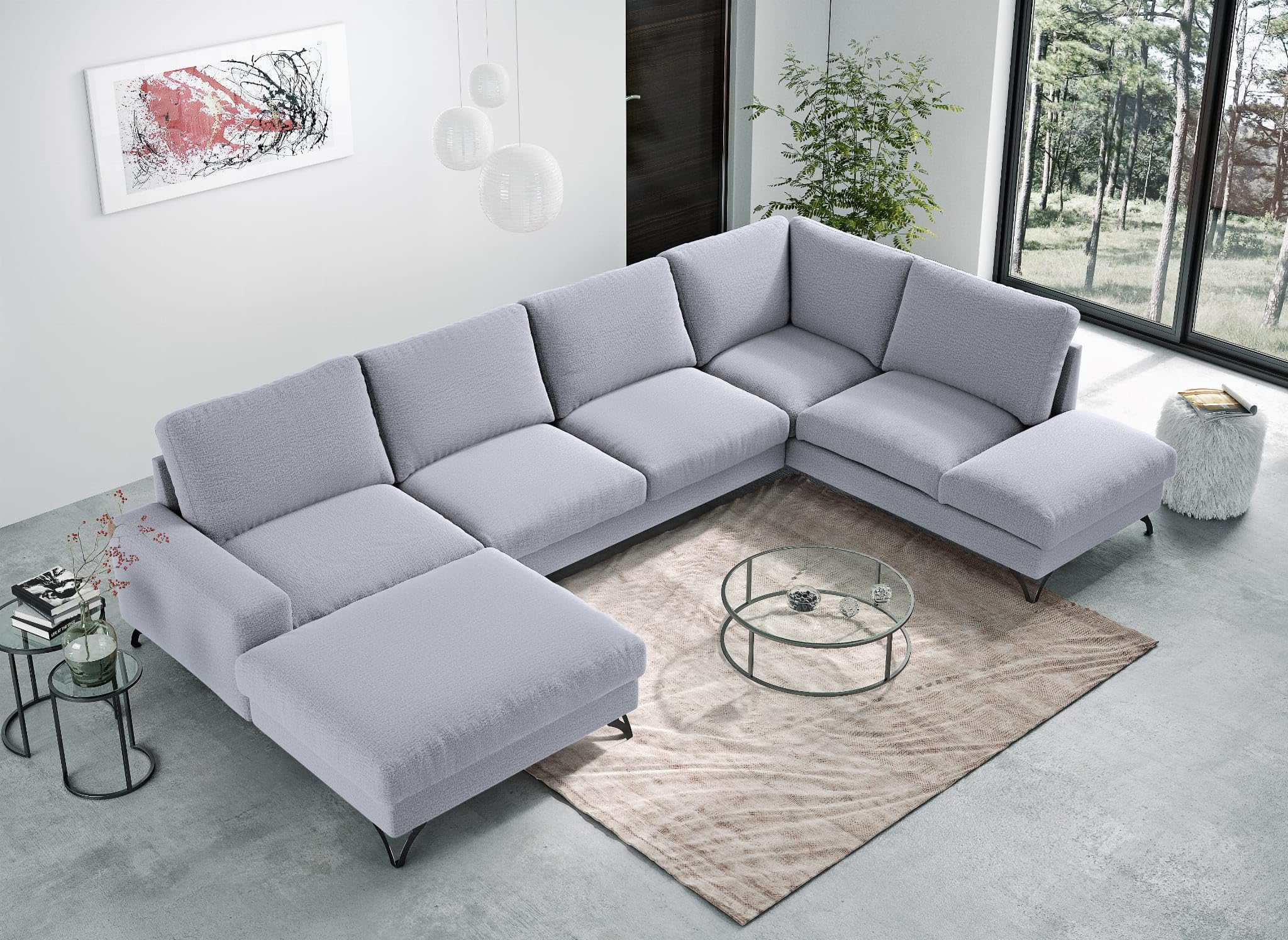 Ecksofa mit Schlaffunktion Eckcouch mit Bettkasten Schlafsofa Big Sofa XXL Schlafcouch Sofab mit Schlaffunktion Schlafsessel Gästebett Klappsofa Bettfunktion OLIVIO 3 U PA 05