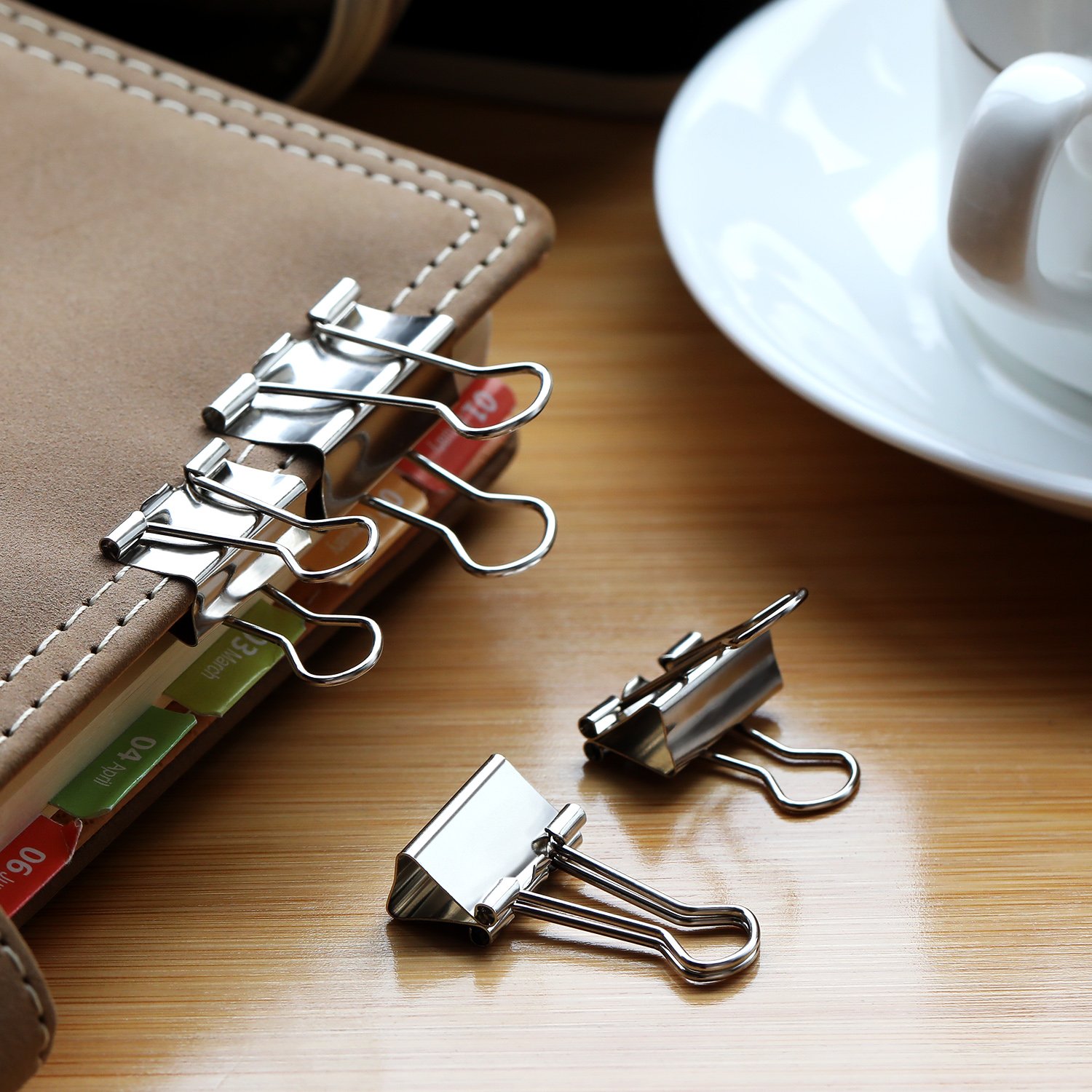 TecUnite 150 Stück Binder Clips Papierklemm Clips Verschiedene Größen Silber