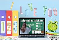 Vista 3 de 12 hojas de calcomanías de letras, 264 calcomanías del alfabeto, letras autoadhesivas de vinilo de 3 pulgadas, calcomanías ABC de alfabetos negros