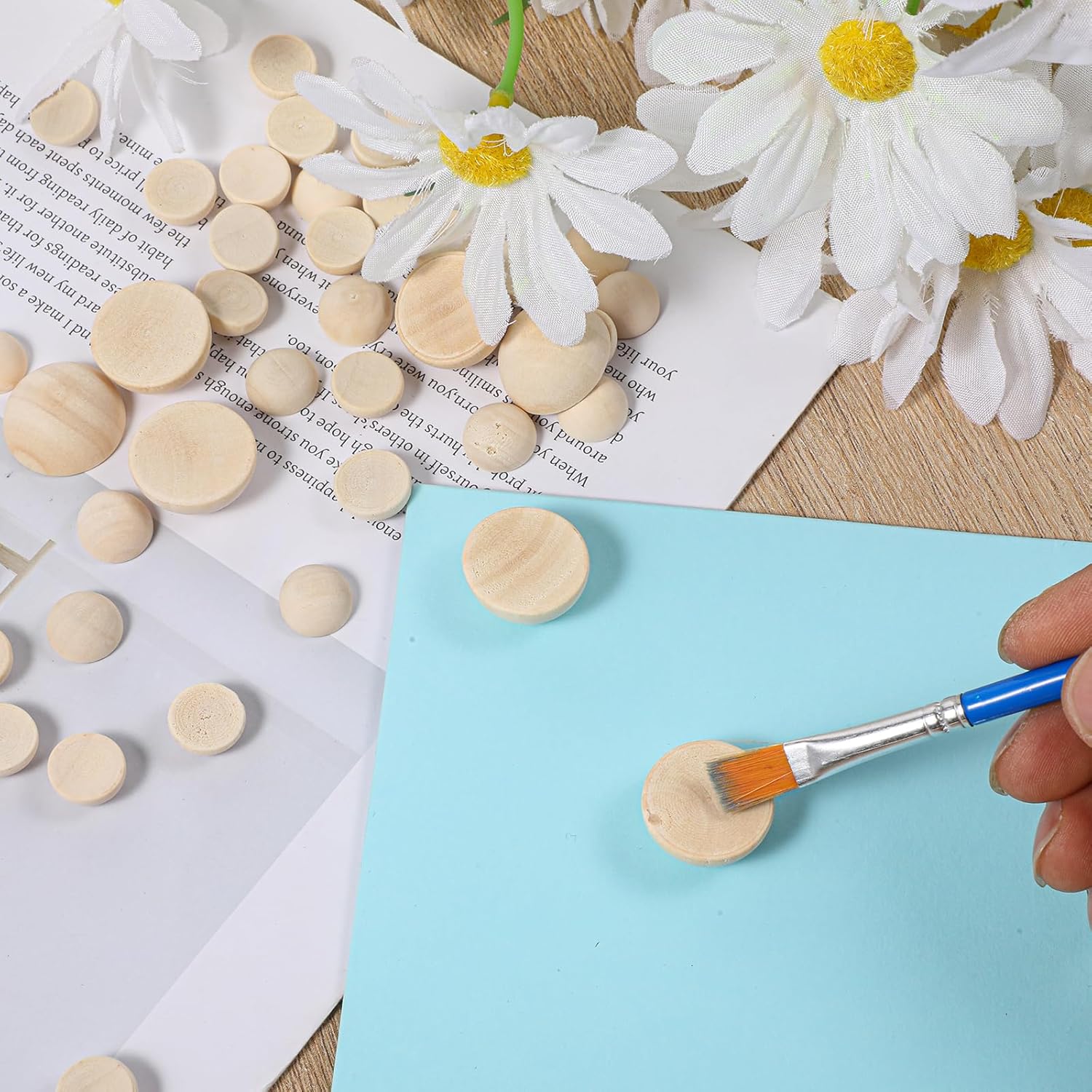 200 PCS Half Wooden Beads, 12/20mm Unfinished Natural Half Wooden Split Round Wood Balls, Small Halfs Round Decorative Wood Craft Beads Balls for Paint DIY Craft Christmas Party Decoration Supplies - Image 4