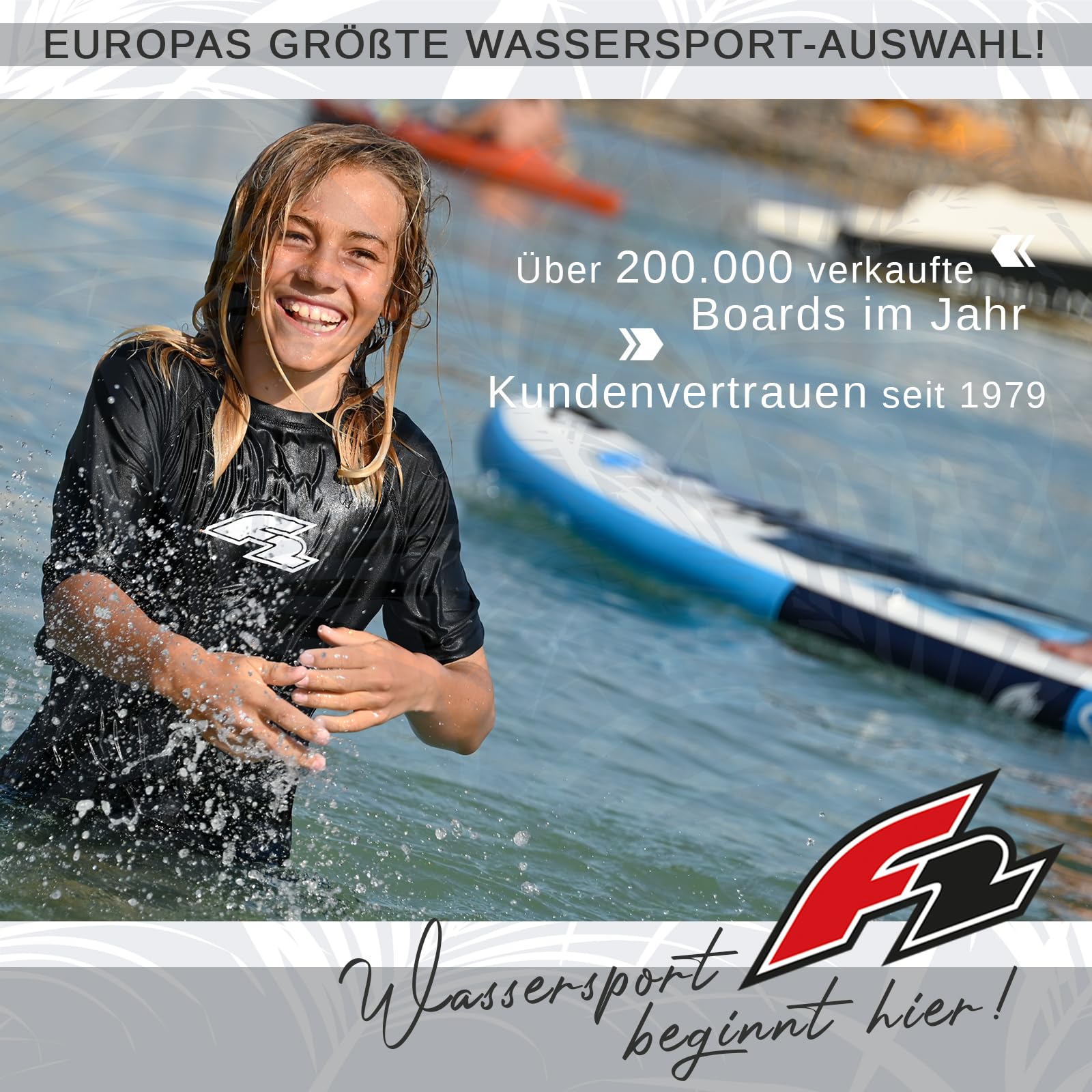 F2 Junior SUP Stand Up Paddle Board Ocean Boy 8'2''/9'2" wählbar Blau