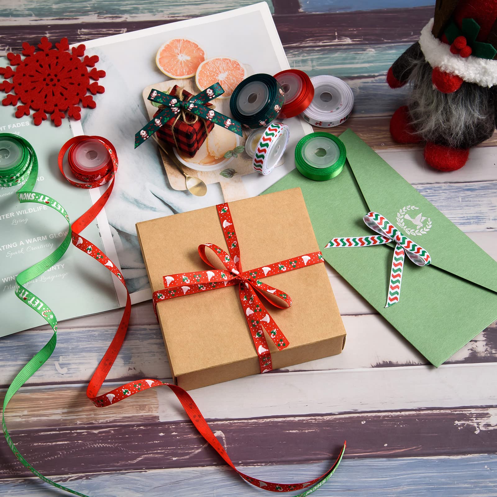 Lot De 12 Rouleaux De Ruban De Noël De 60 M Pour Emballage